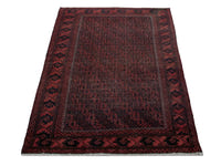 Persian Baluch accent rug in dark brown and faded red, view 4 of 21