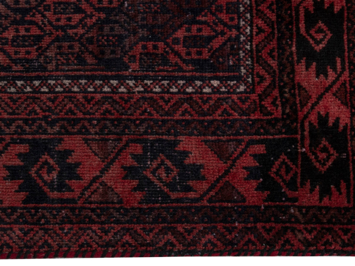Persian Baluch accent rug in dark brown and faded red, view 6 of 21