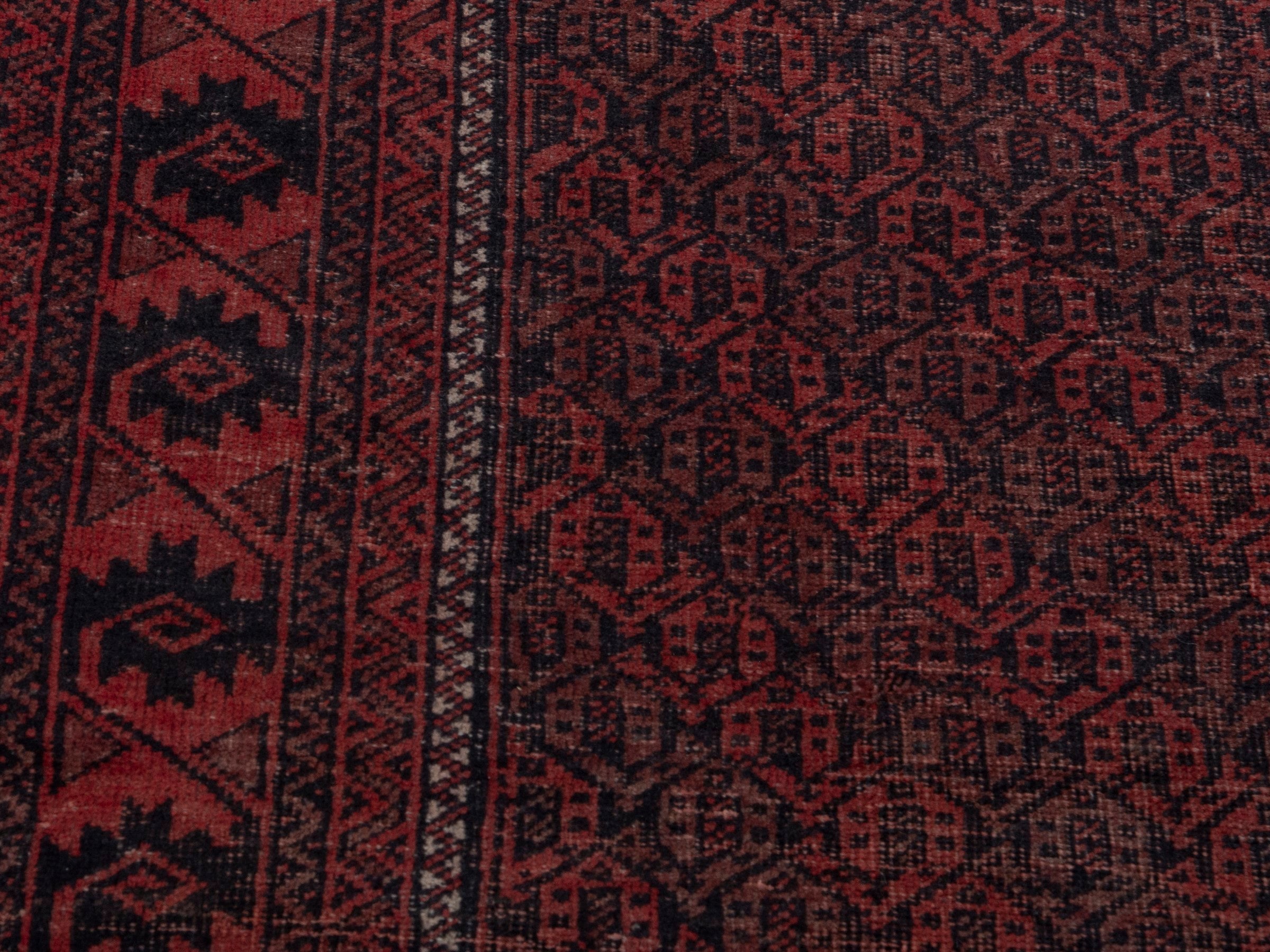 Persian Baluch accent rug in dark brown and faded red, view 7 of 20