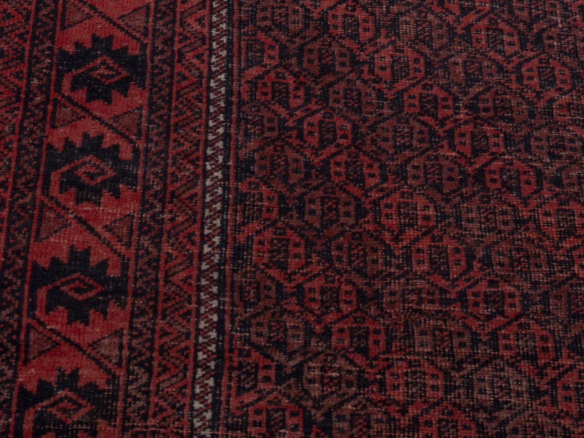 Persian Baluch accent rug in dark brown and faded red, view 8 of 21