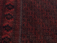 Persian Baluch accent rug in dark brown and faded red, view 8 of 21