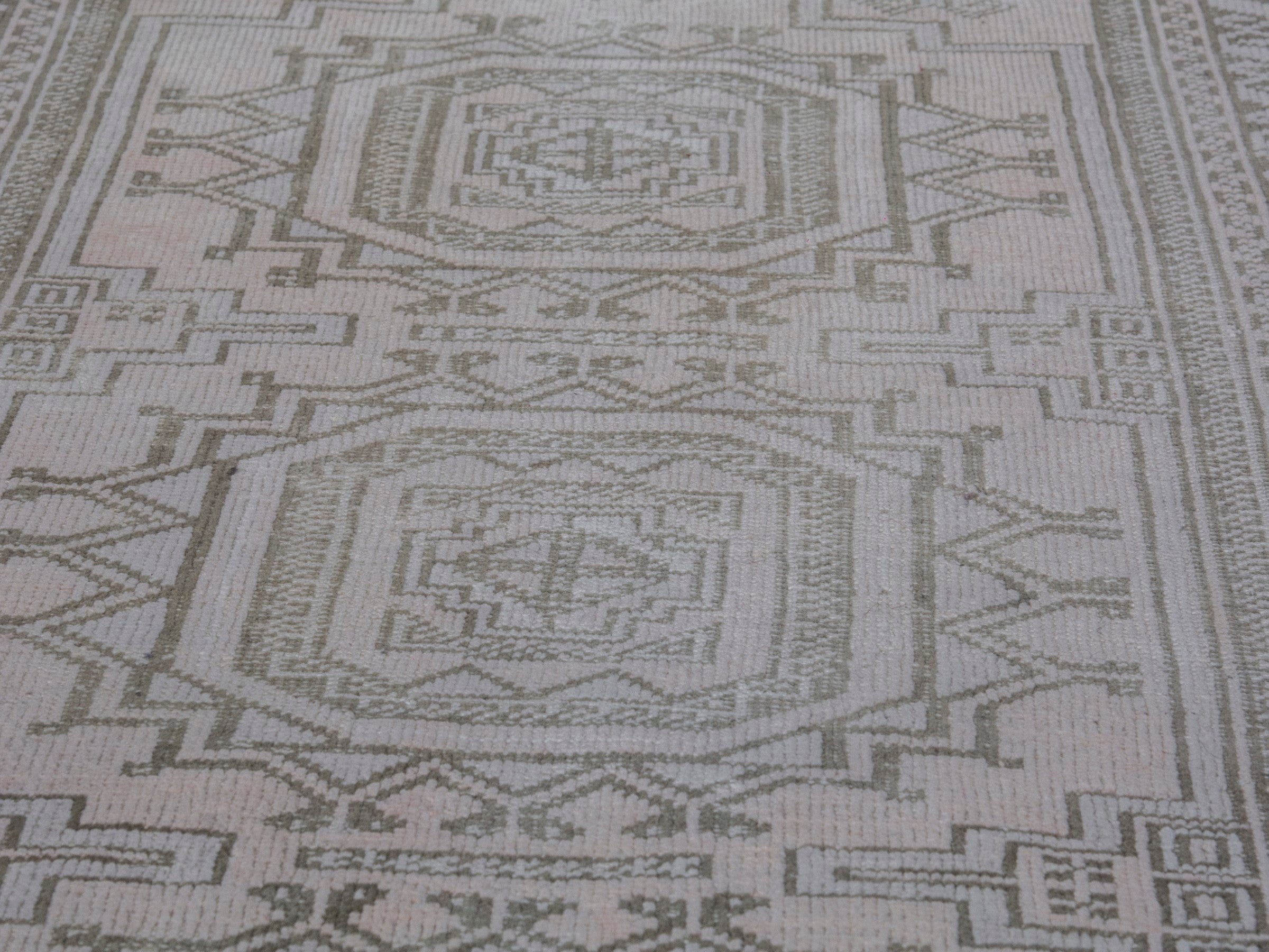 Persian Baluch accent rug in cream and greige, view 10 of 17