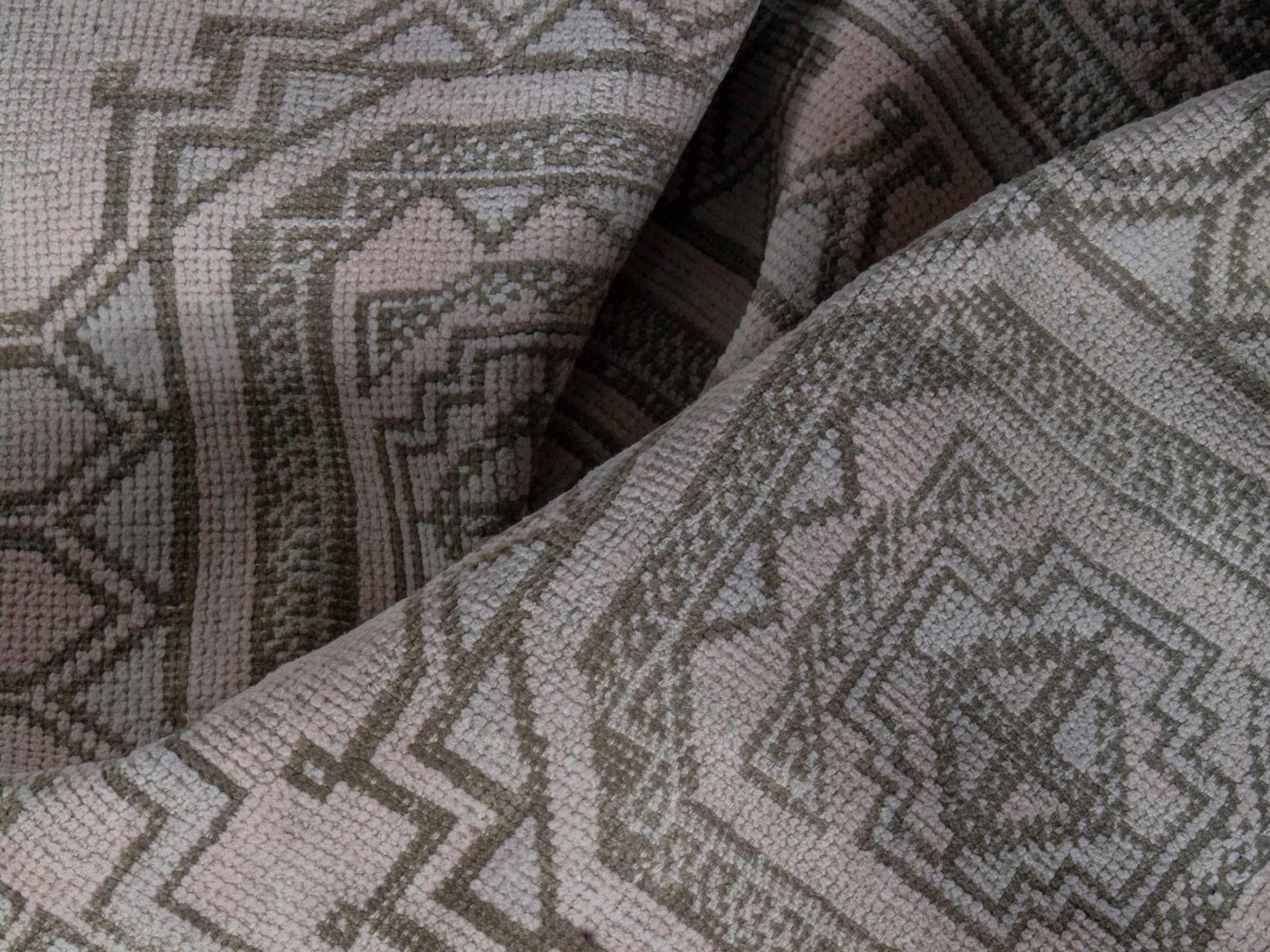 Persian Baluch accent rug in cream and greige, view 14 of 17