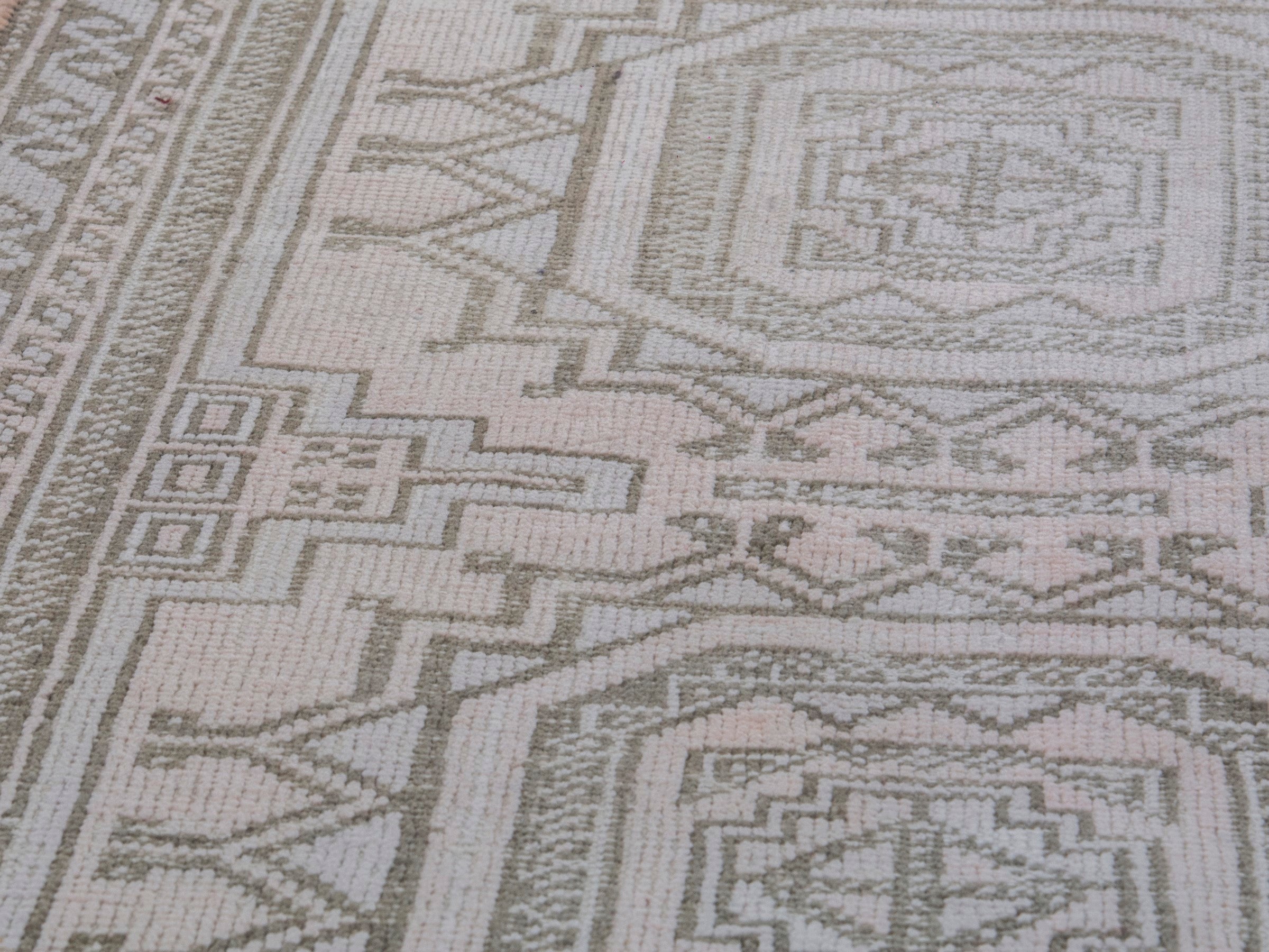 Persian Baluch accent rug in cream and greige, view 9 of 17