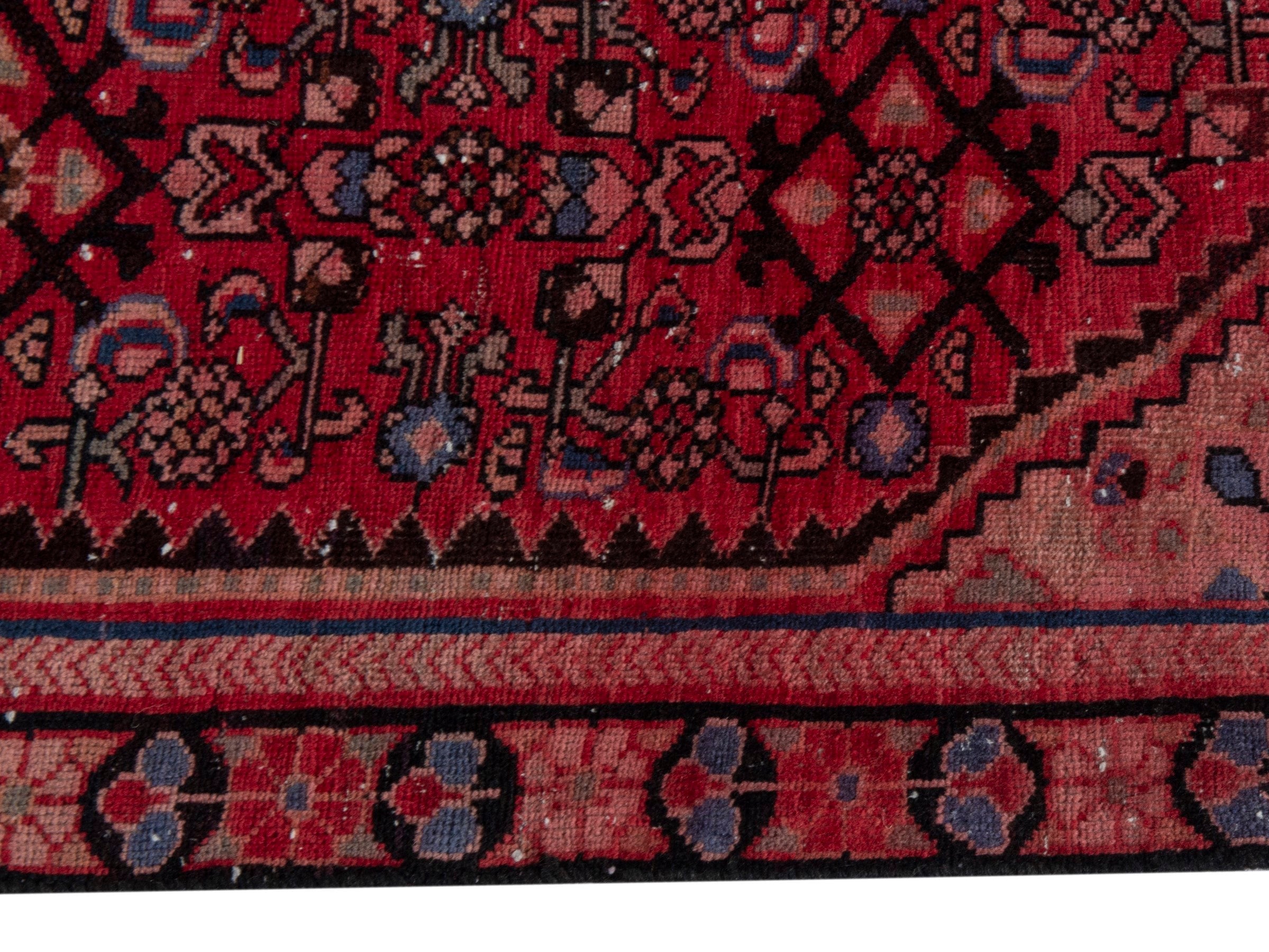 Persian Hamedan runner rug in deep red and burgundy, view 5 of 16