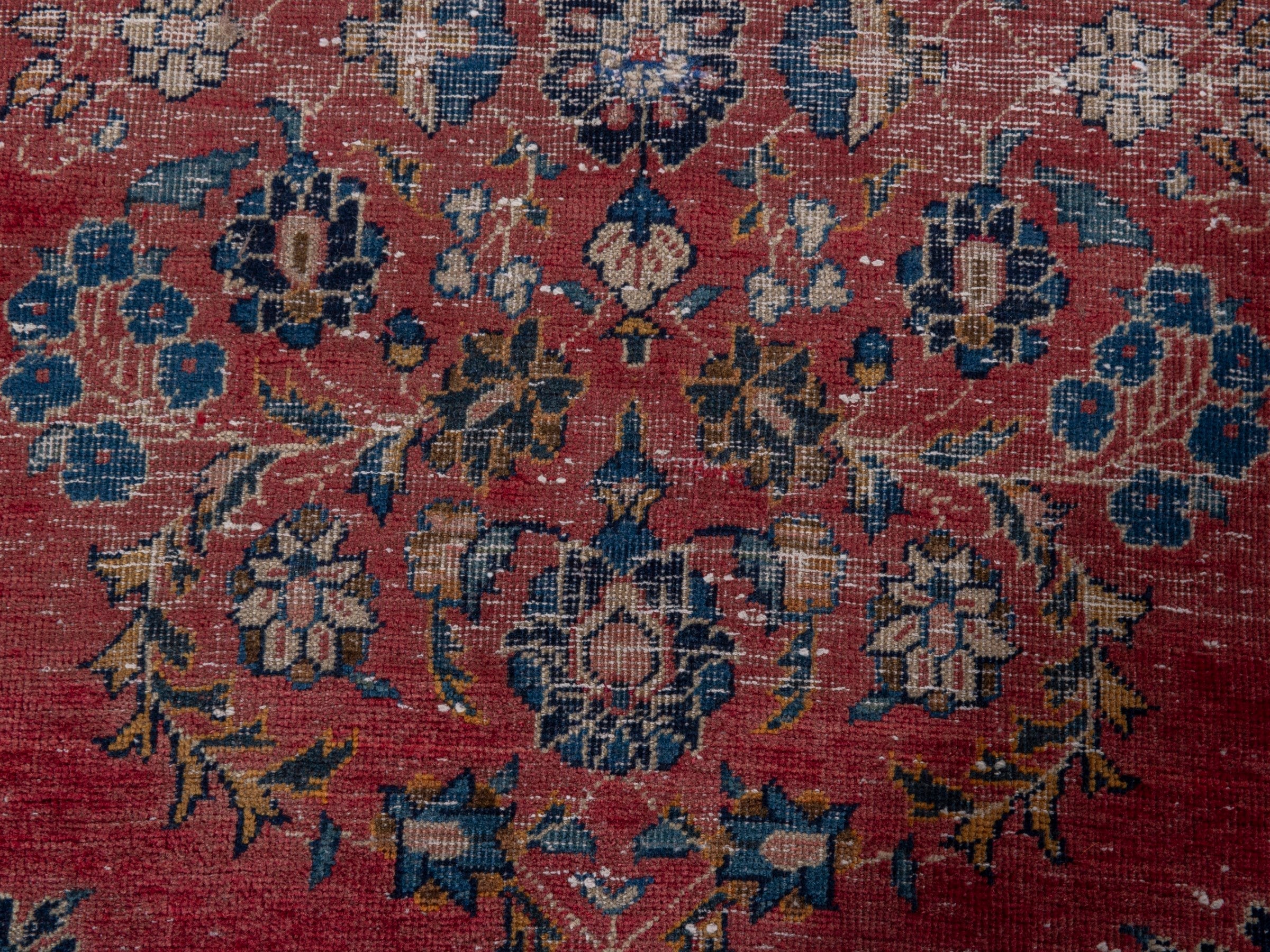 Persian Kashan accent rug in burgundy and faded red, view 12 of 17