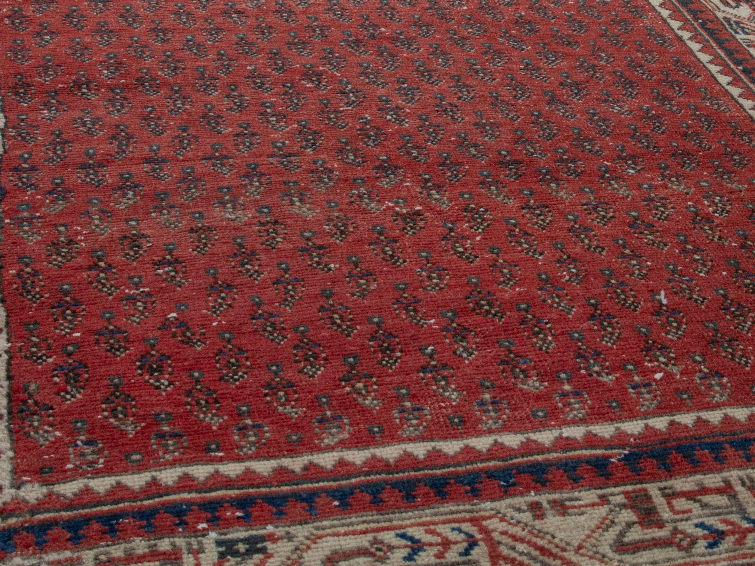 Persian Arak accent rug in deep red and beige, view 10 of 16