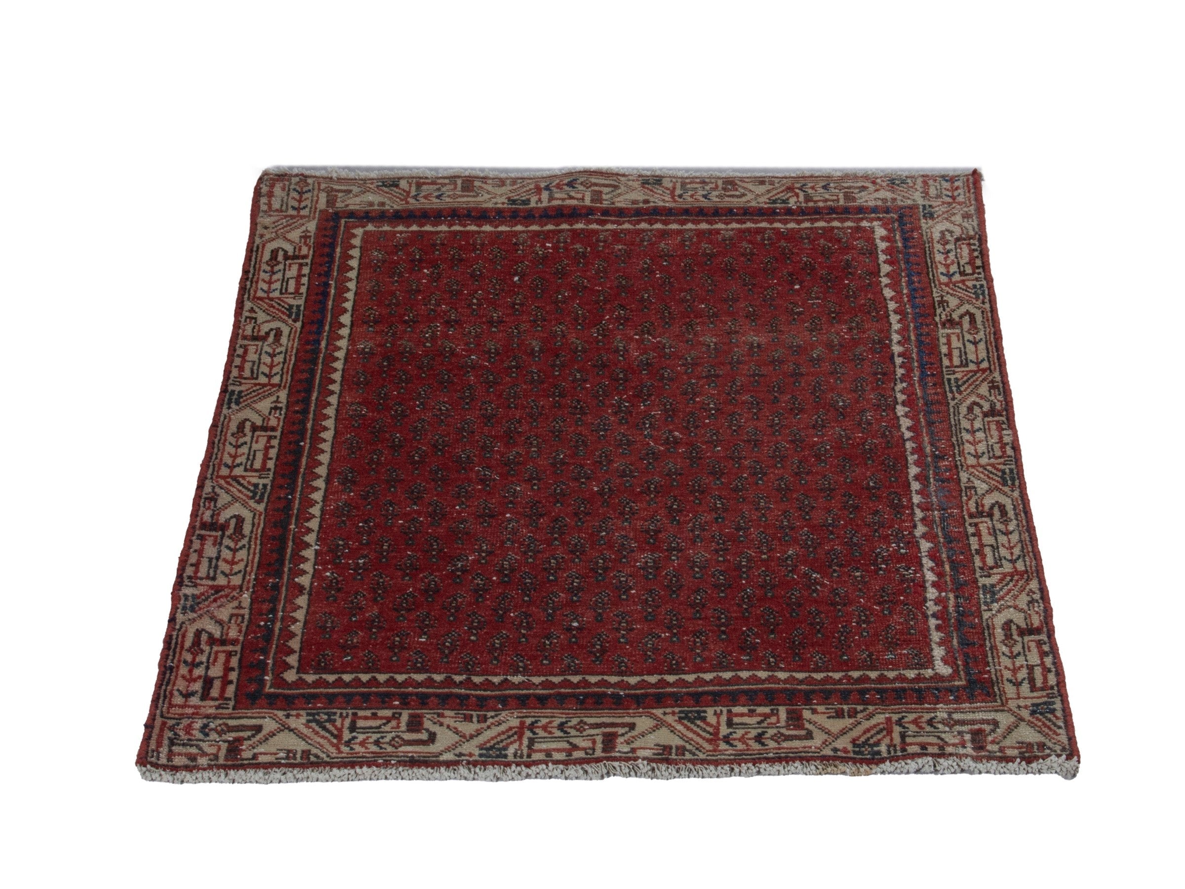 Persian Arak accent rug in deep red and beige, view 2 of 16