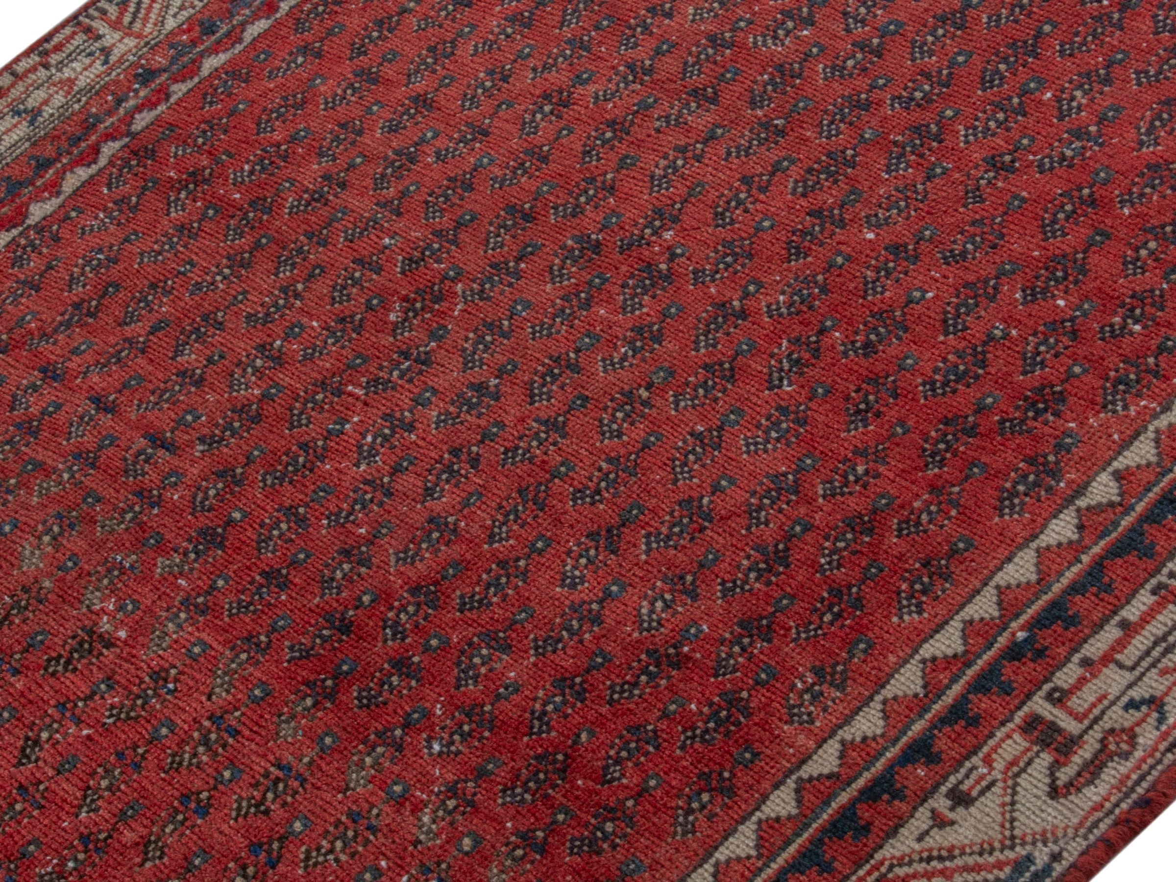 Persian Arak accent rug in deep red and beige, view 4 of 16