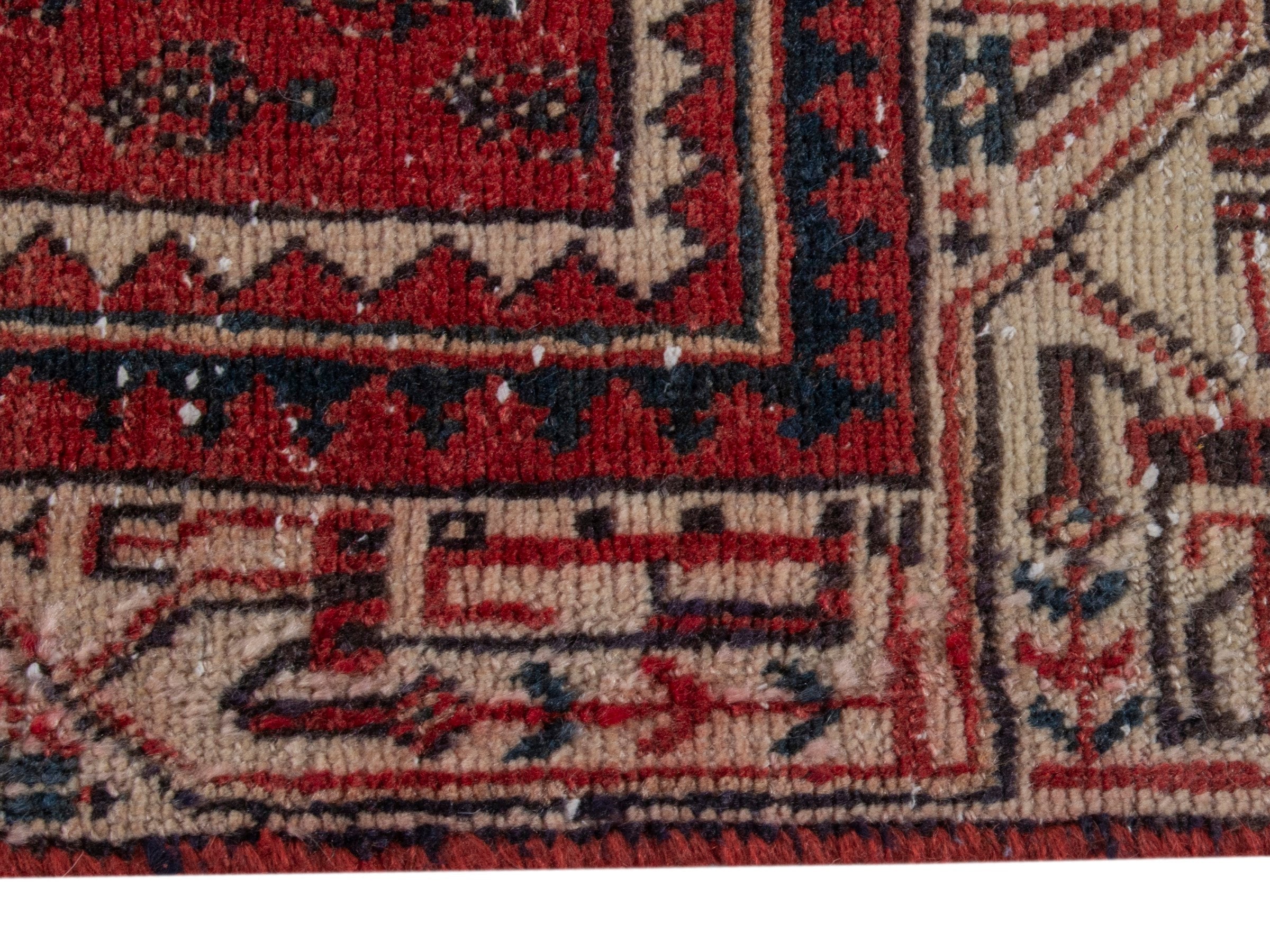 Persian Arak accent rug in deep red and beige, view 5 of 16