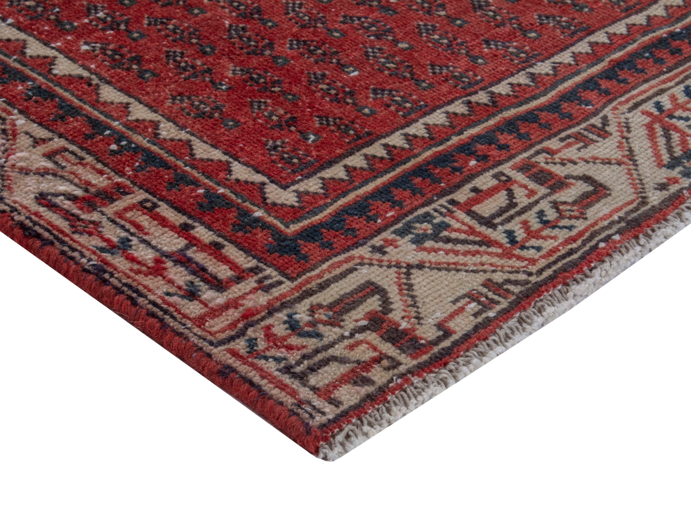 Persian Arak accent rug in deep red and beige, view 6 of 16