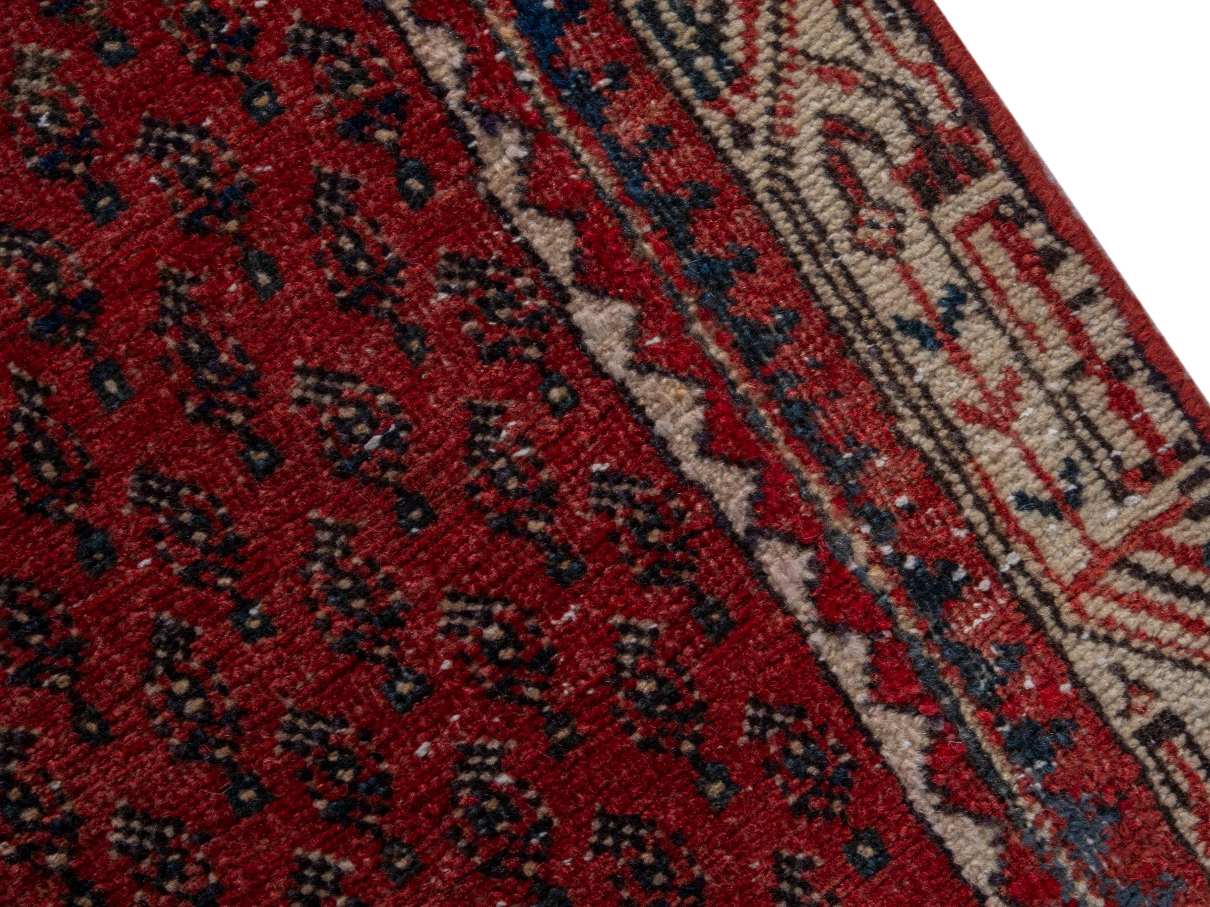 Persian Arak accent rug in deep red and beige, view 7 of 16