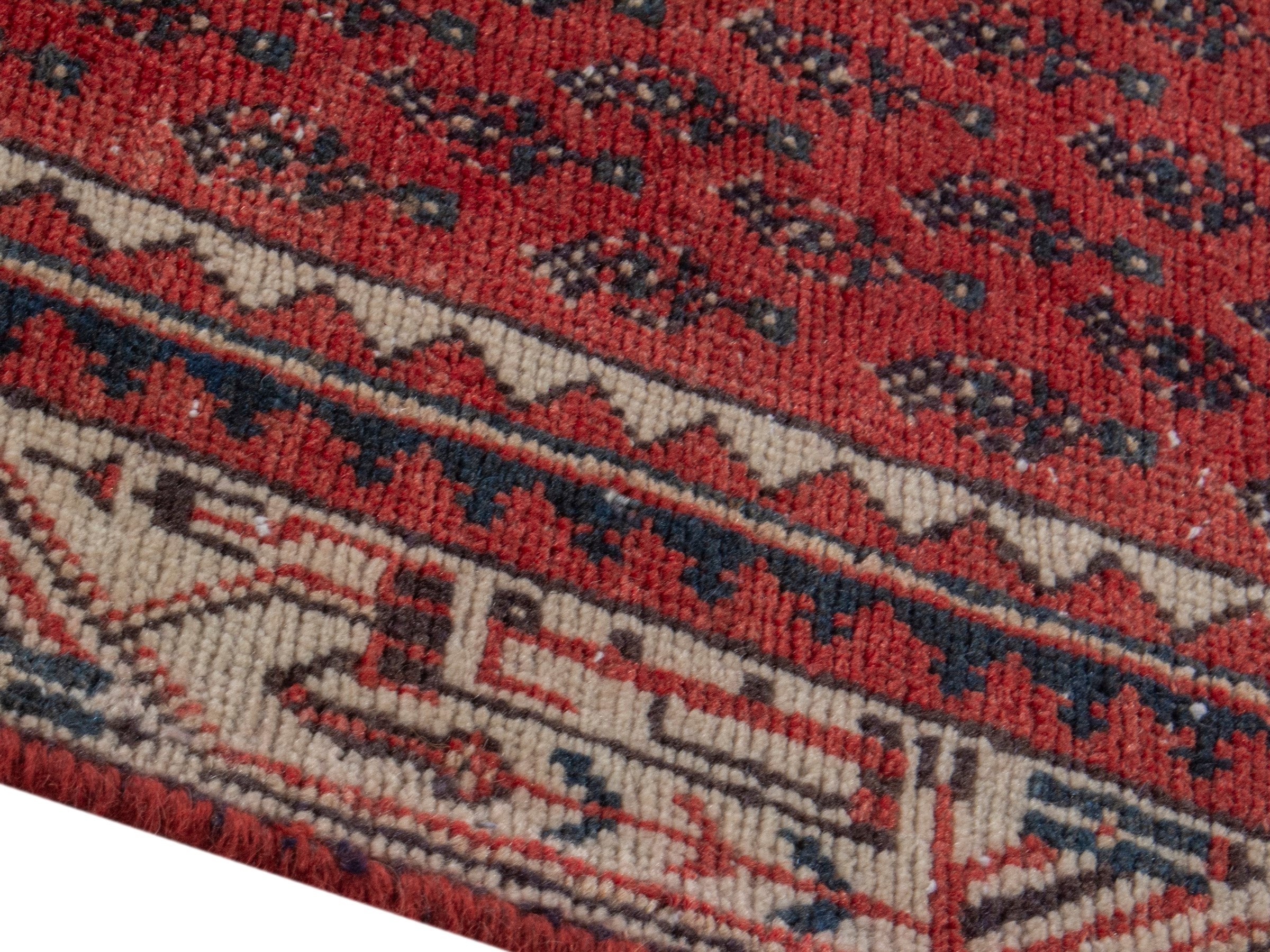 Persian Arak accent rug in deep red and beige, view 8 of 16