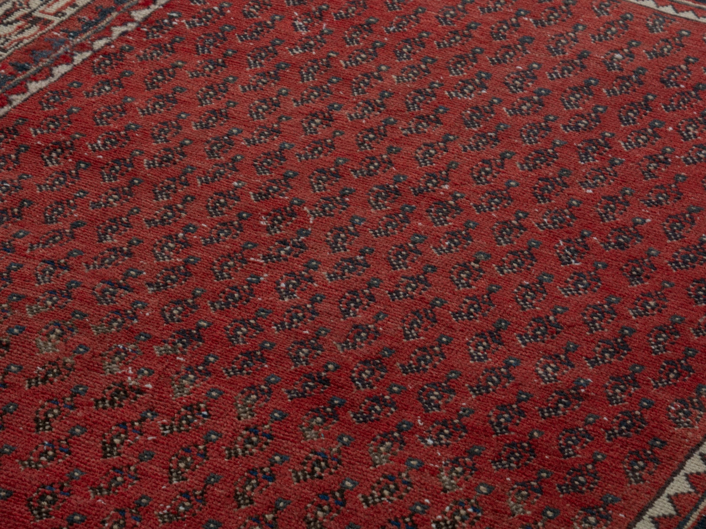 Persian Arak accent rug in deep red and beige, view 9 of 16