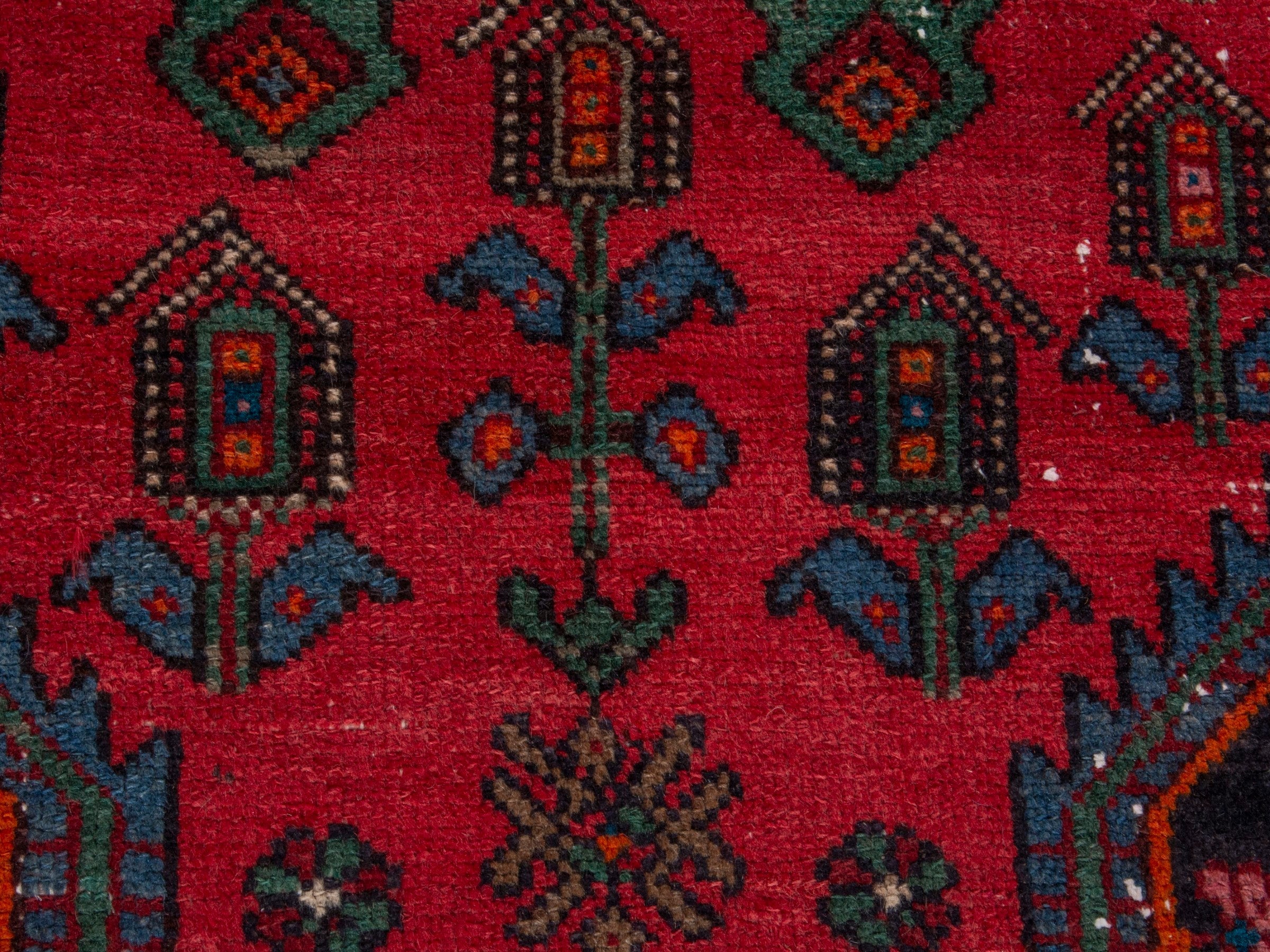 Persian Hamedan area rug in deep red and burgundy, view 11 of 18