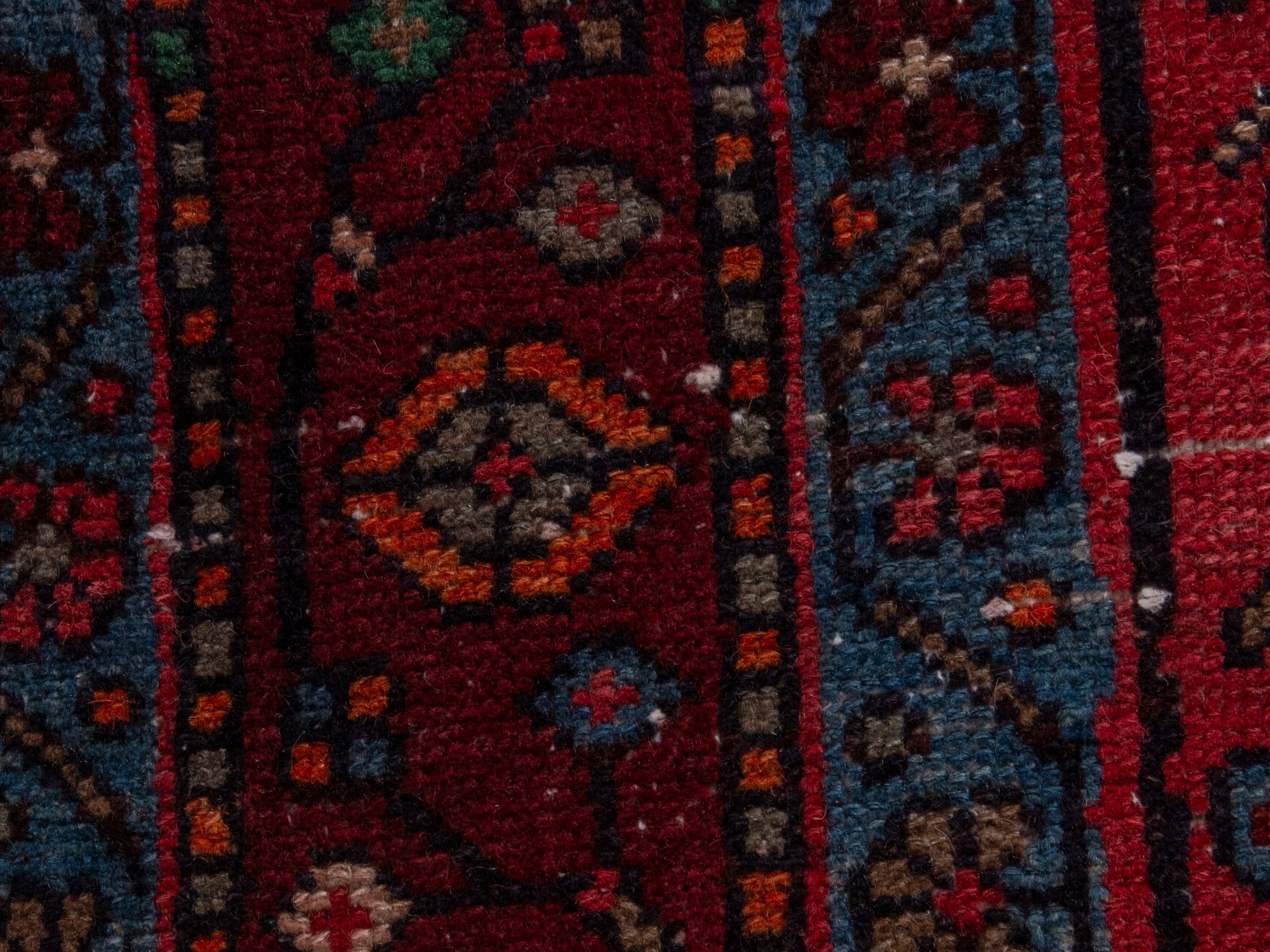 Persian Hamedan area rug in deep red and burgundy, view 13 of 18
