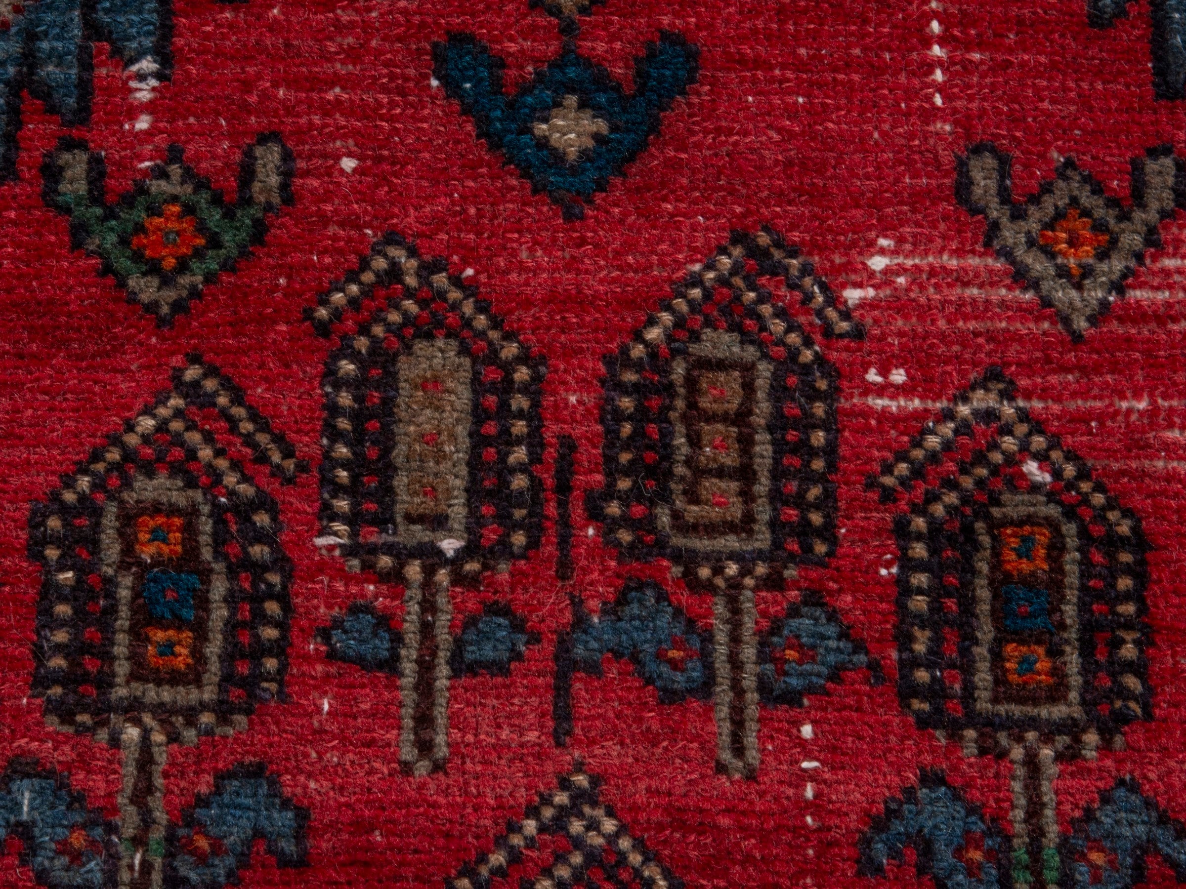 Persian Hamedan area rug in deep red and burgundy, view 14 of 18