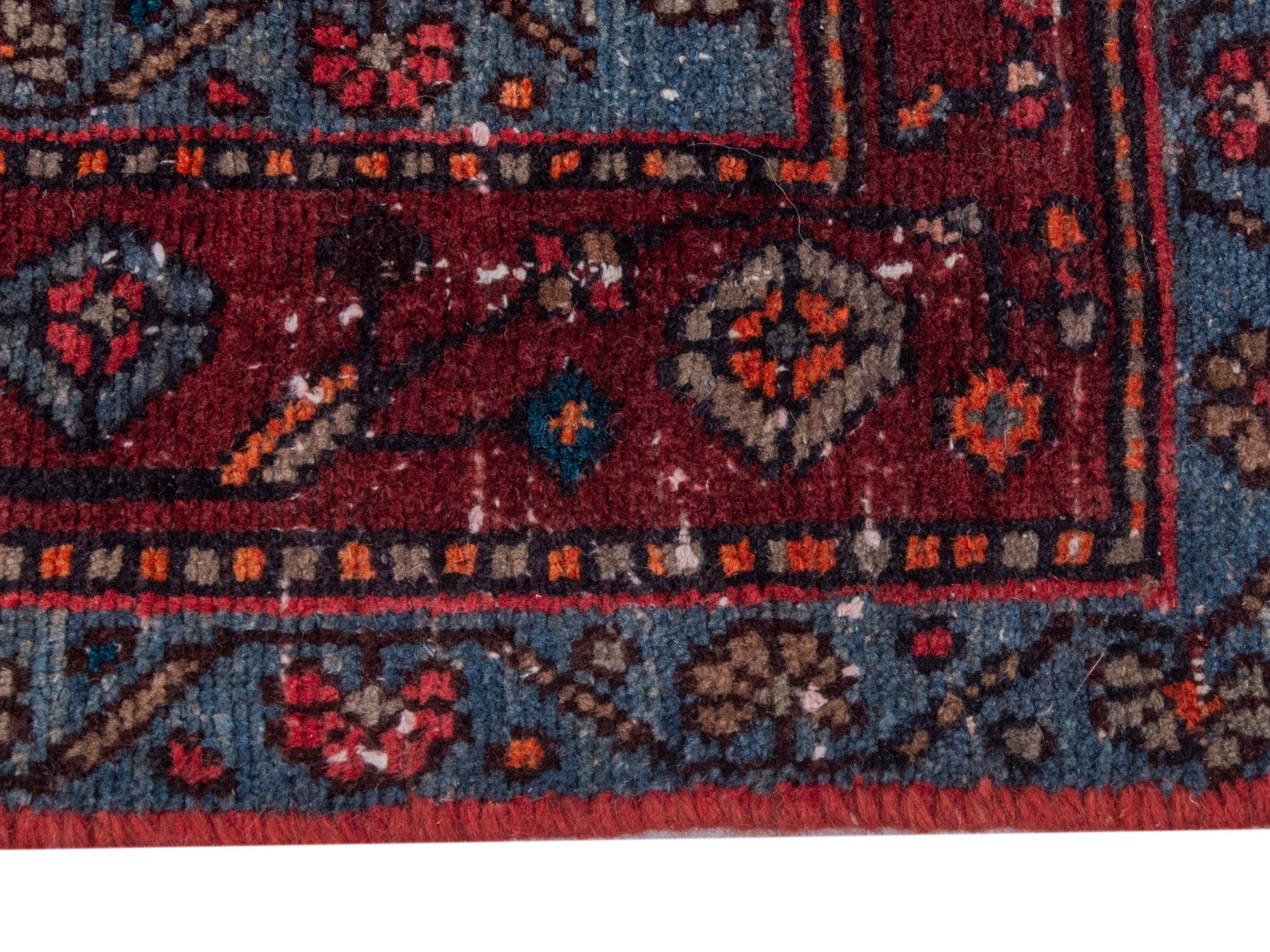 Persian Hamedan area rug in deep red and burgundy, view 5 of 18