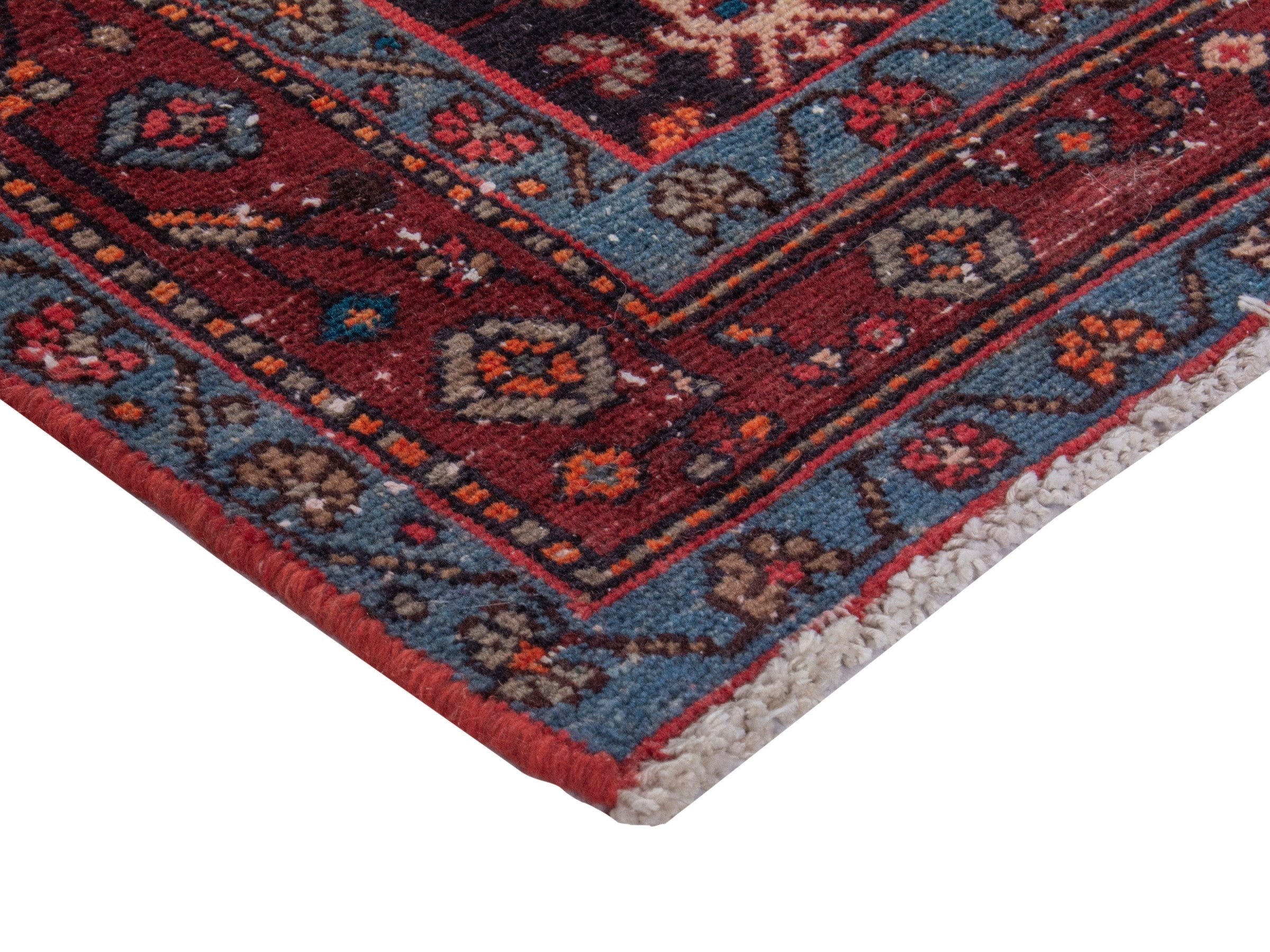Persian Hamedan area rug in deep red and burgundy, view 6 of 18