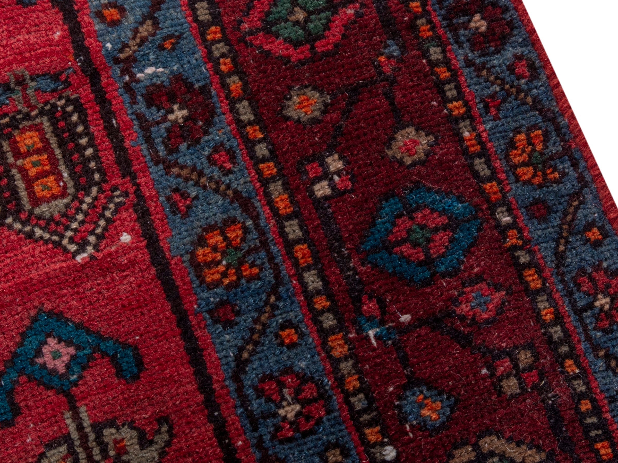 Persian Hamedan area rug in deep red and burgundy, view 7 of 18