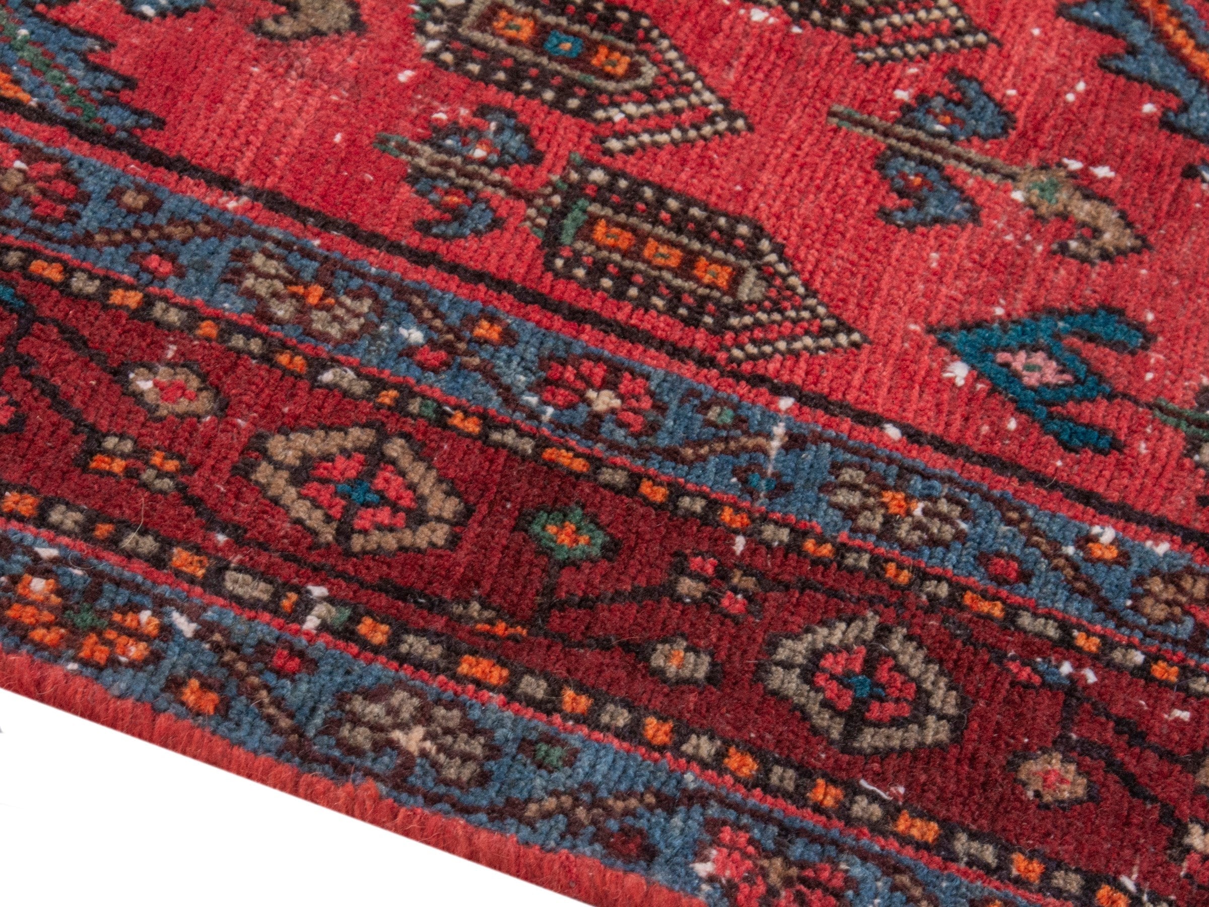Persian Hamedan area rug in deep red and burgundy, view 8 of 18