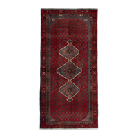 Persian Zanjan runner rug in deep red and dark brown, 2'11" x 5'11"