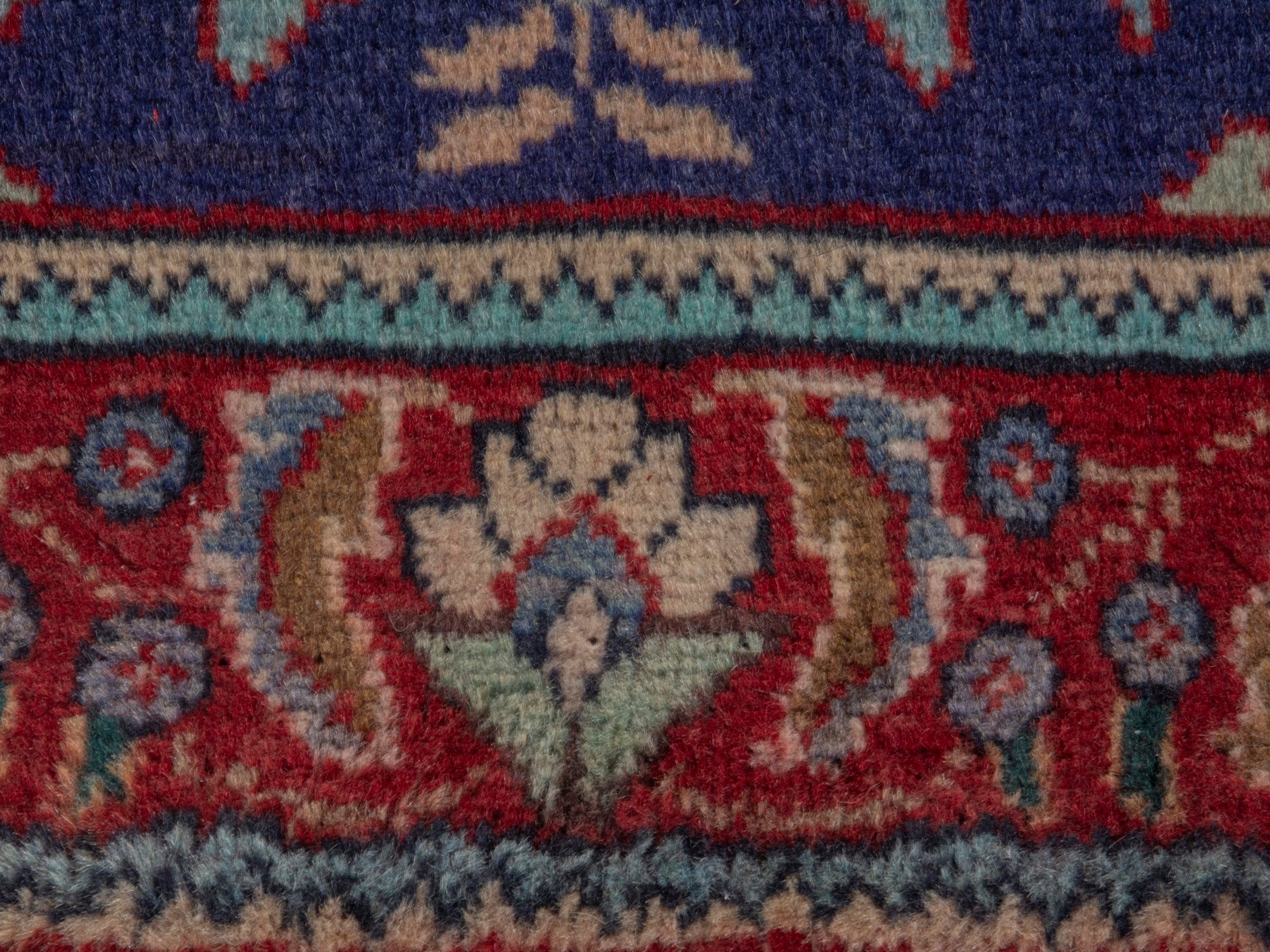 Persian Tabriz accent rug in navy and deep red, view 11 of 18