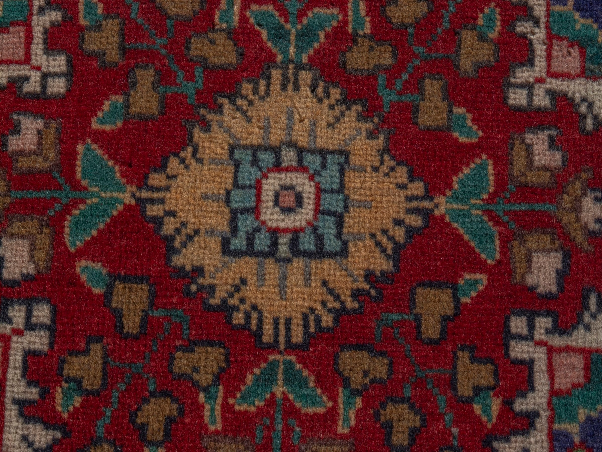 Persian Tabriz accent rug in navy and deep red, view 12 of 18