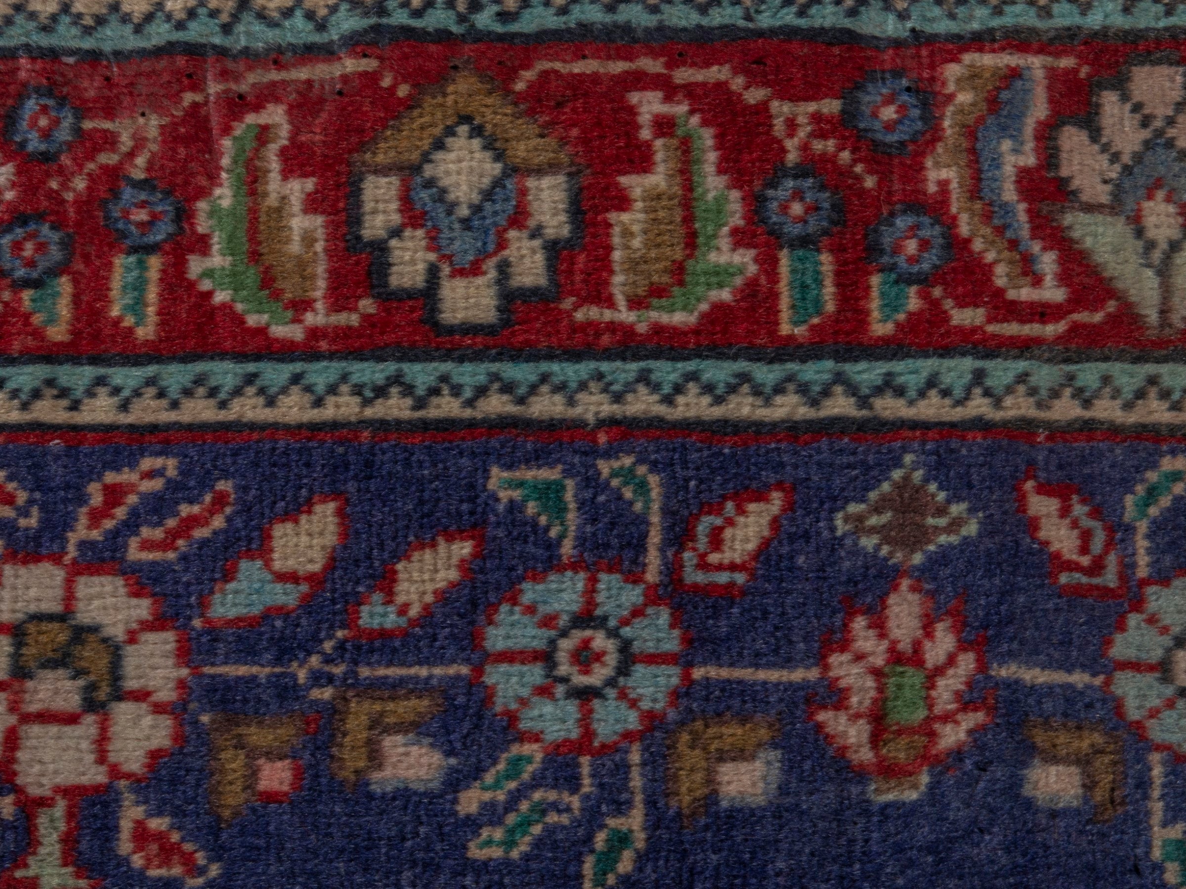 Persian Tabriz accent rug in navy and deep red, view 14 of 18