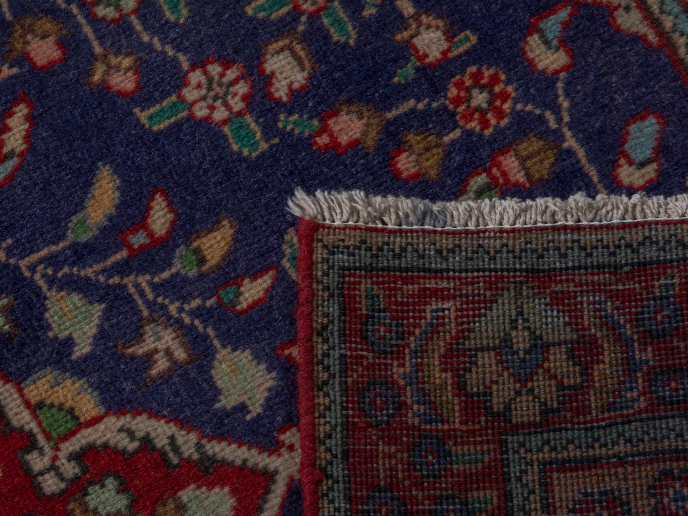 Persian Tabriz accent rug in navy and deep red, view 18 of 18