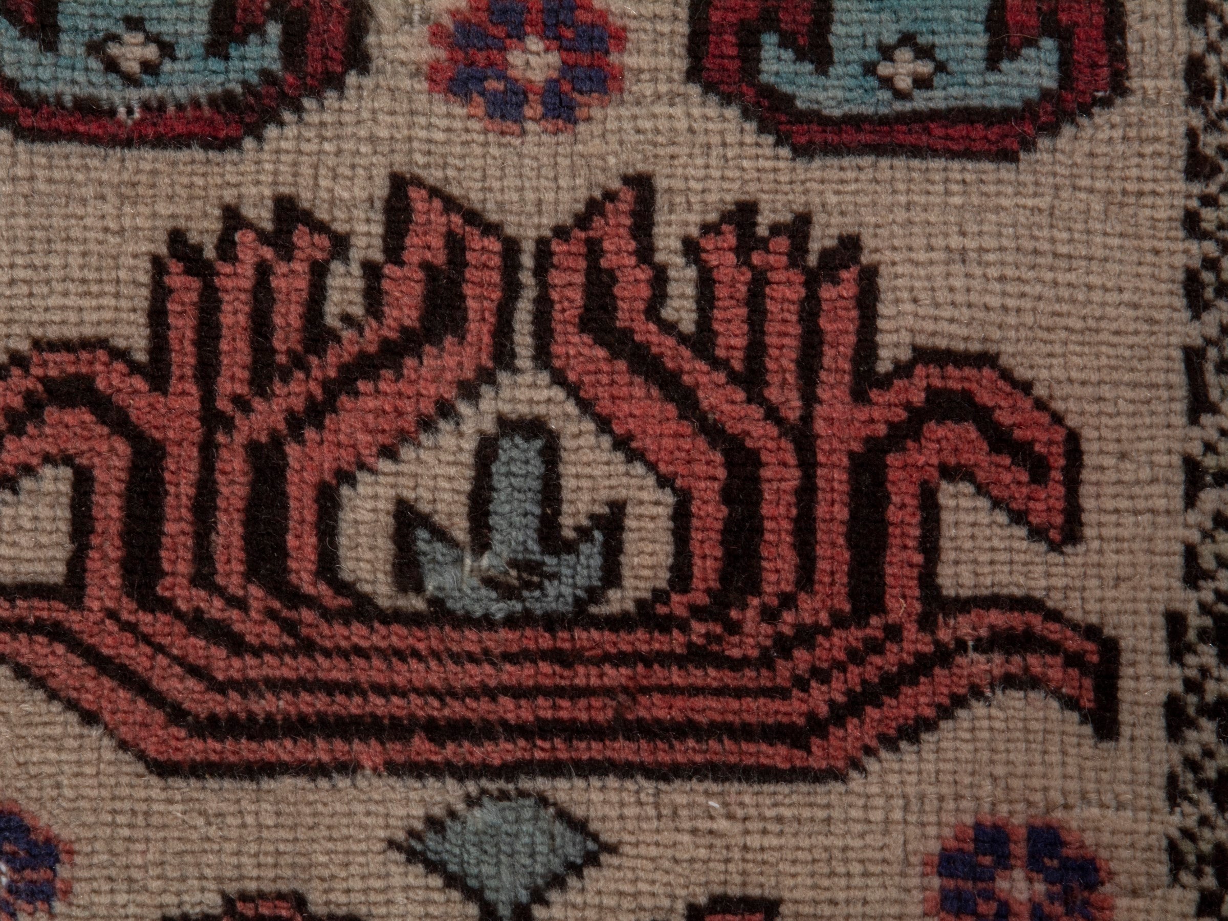 Persian Ardabil accent rug in beige and navy, view 10 of 20