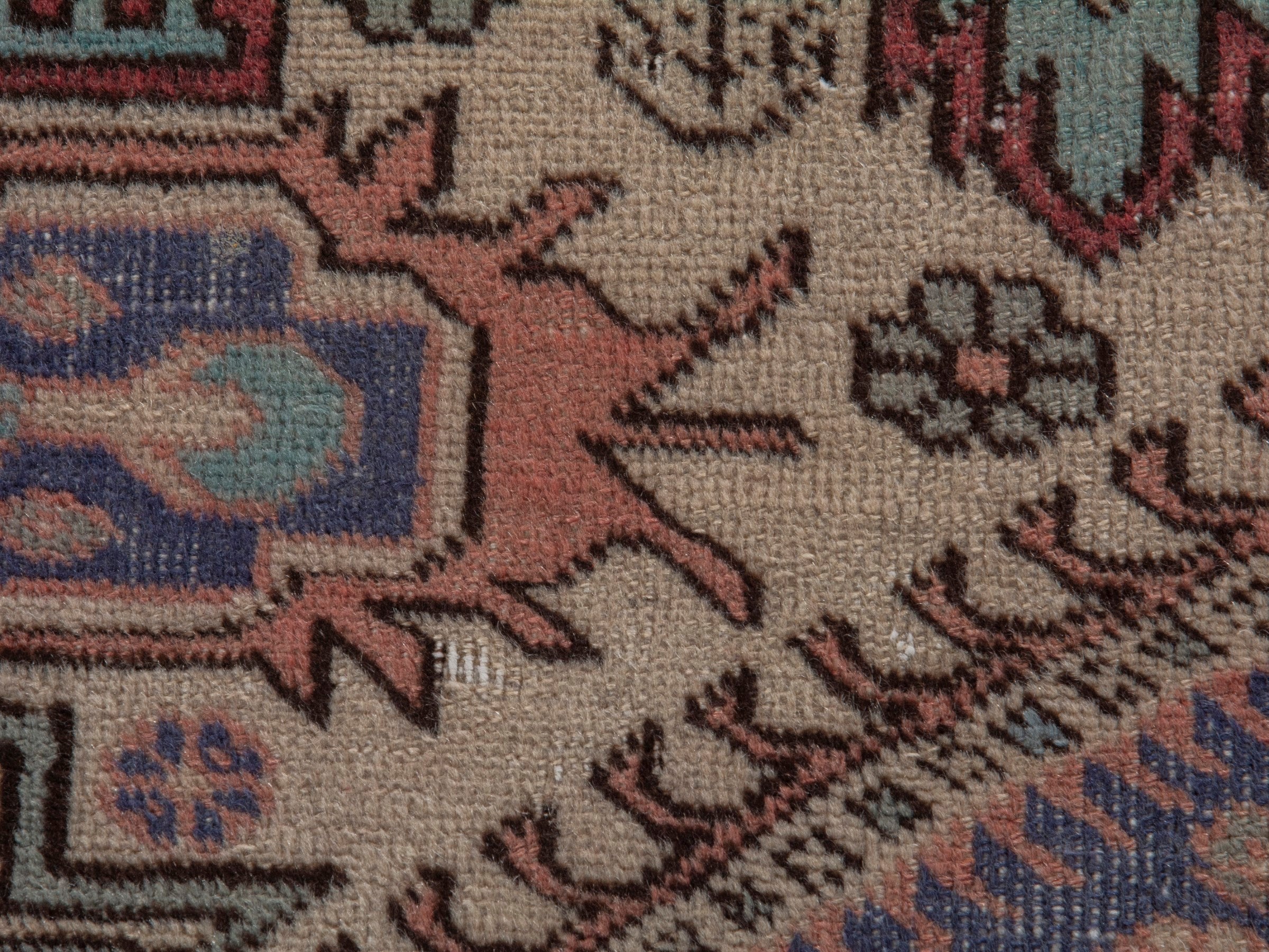 Persian Ardabil accent rug in beige and navy, view 12 of 20