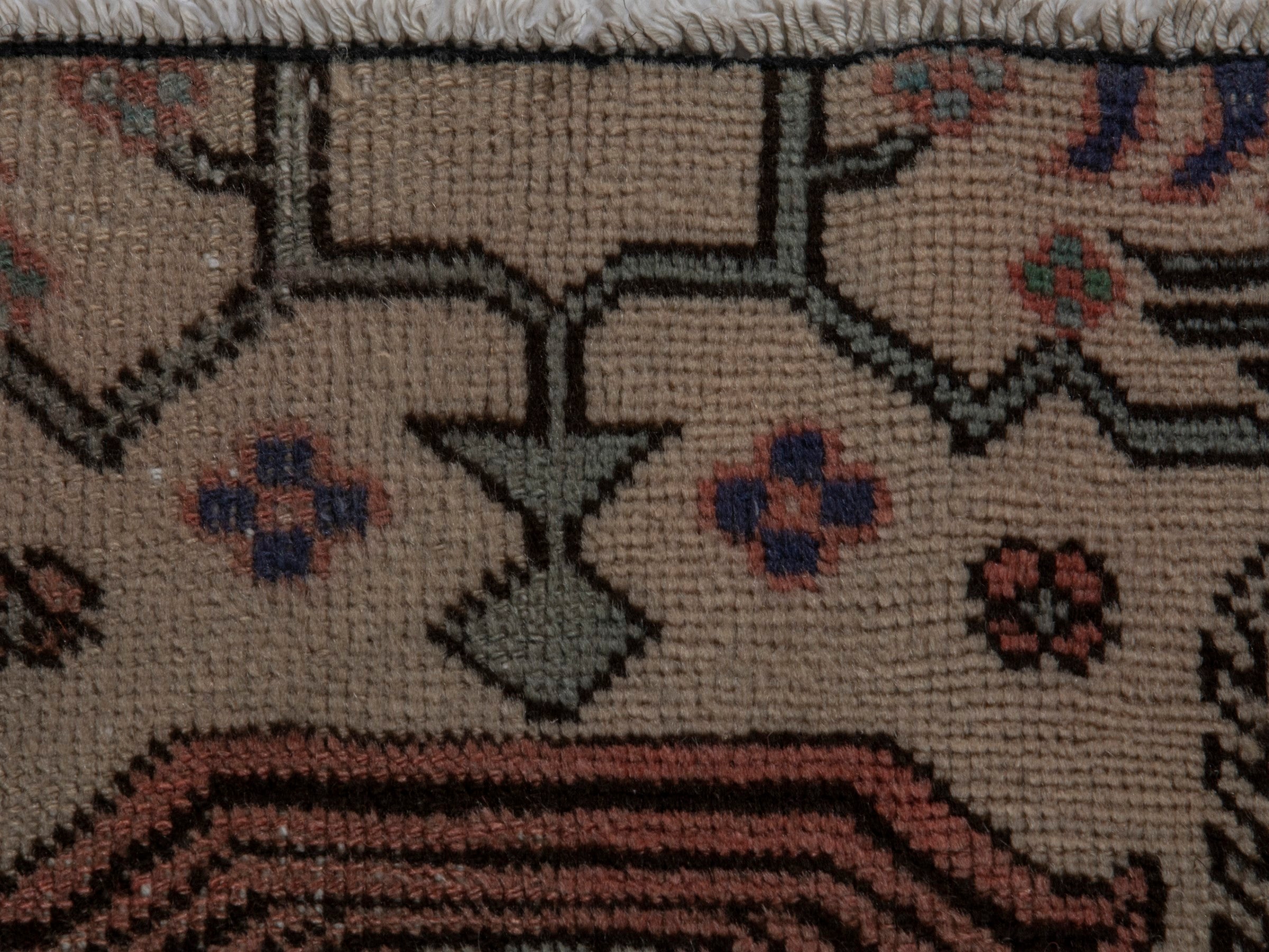 Persian Ardabil accent rug in beige and navy, view 14 of 20