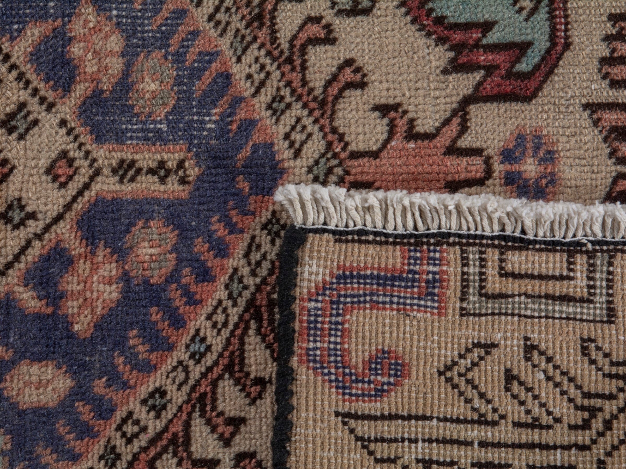 Persian Ardabil accent rug in beige and navy, view 20 of 20
