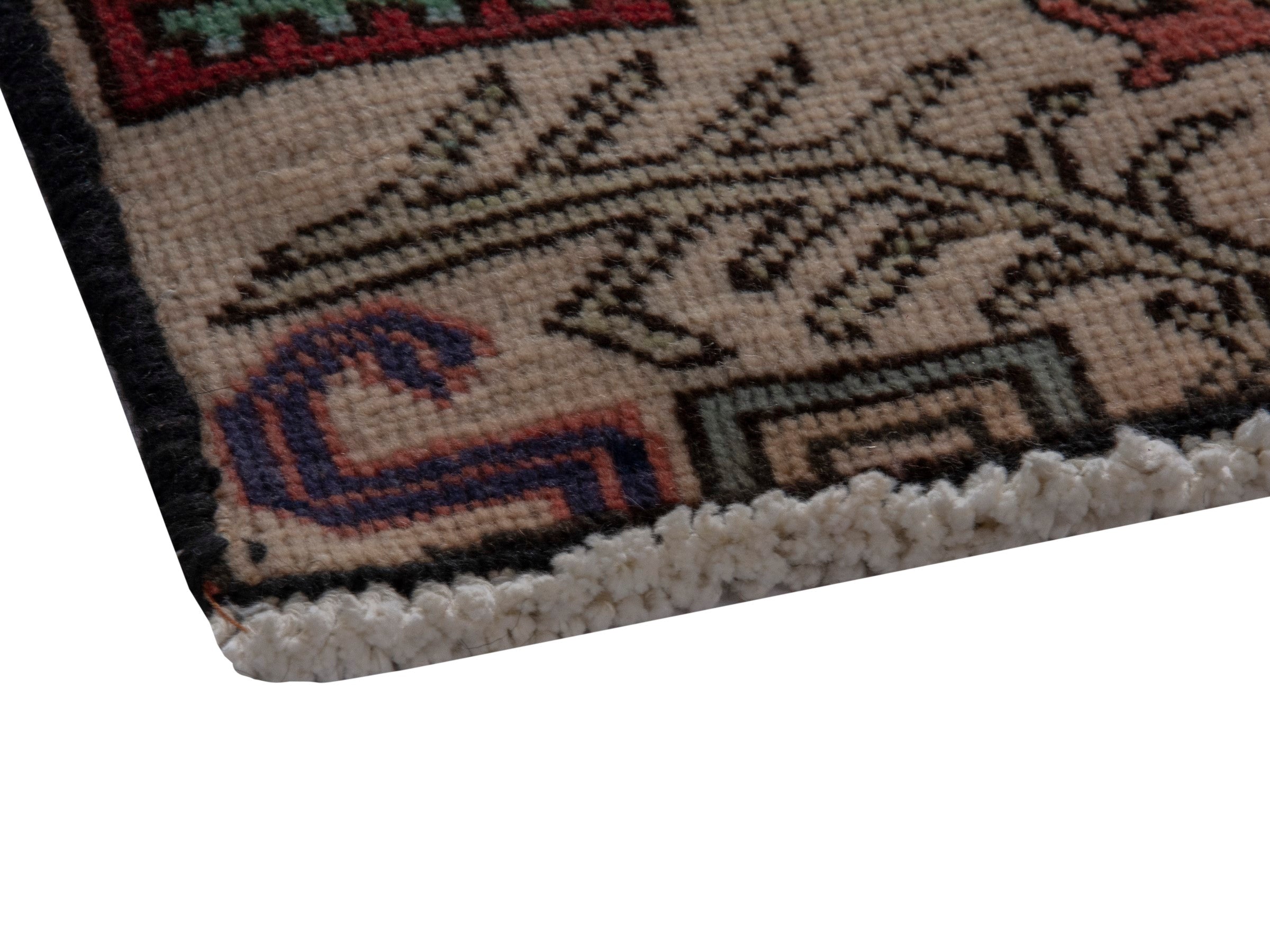 Persian Ardabil accent rug in beige and navy, view 5 of 20