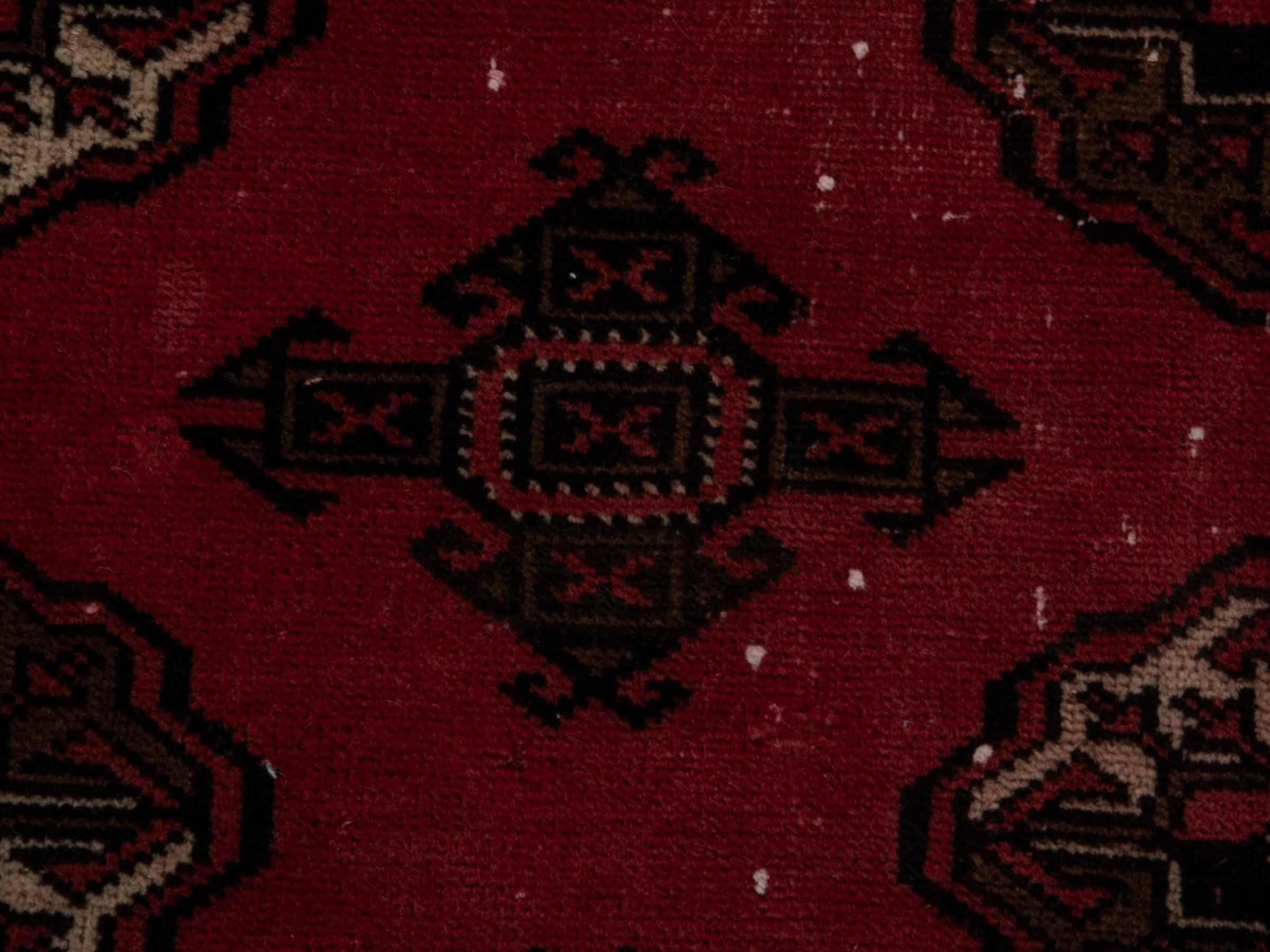 Persian Torkaman accent rug in deep red and dark brown, view 10 of 17