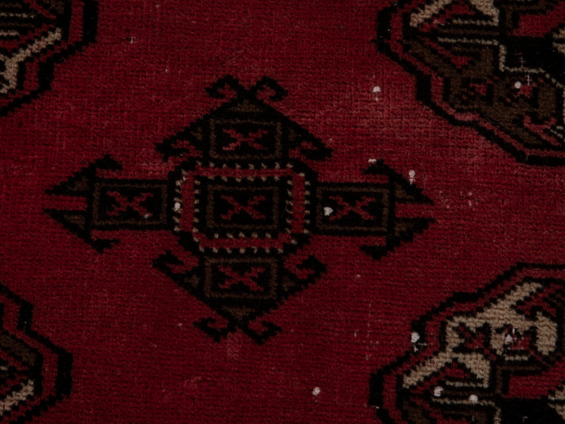 Persian Torkaman accent rug in deep red and dark brown, view 12 of 17