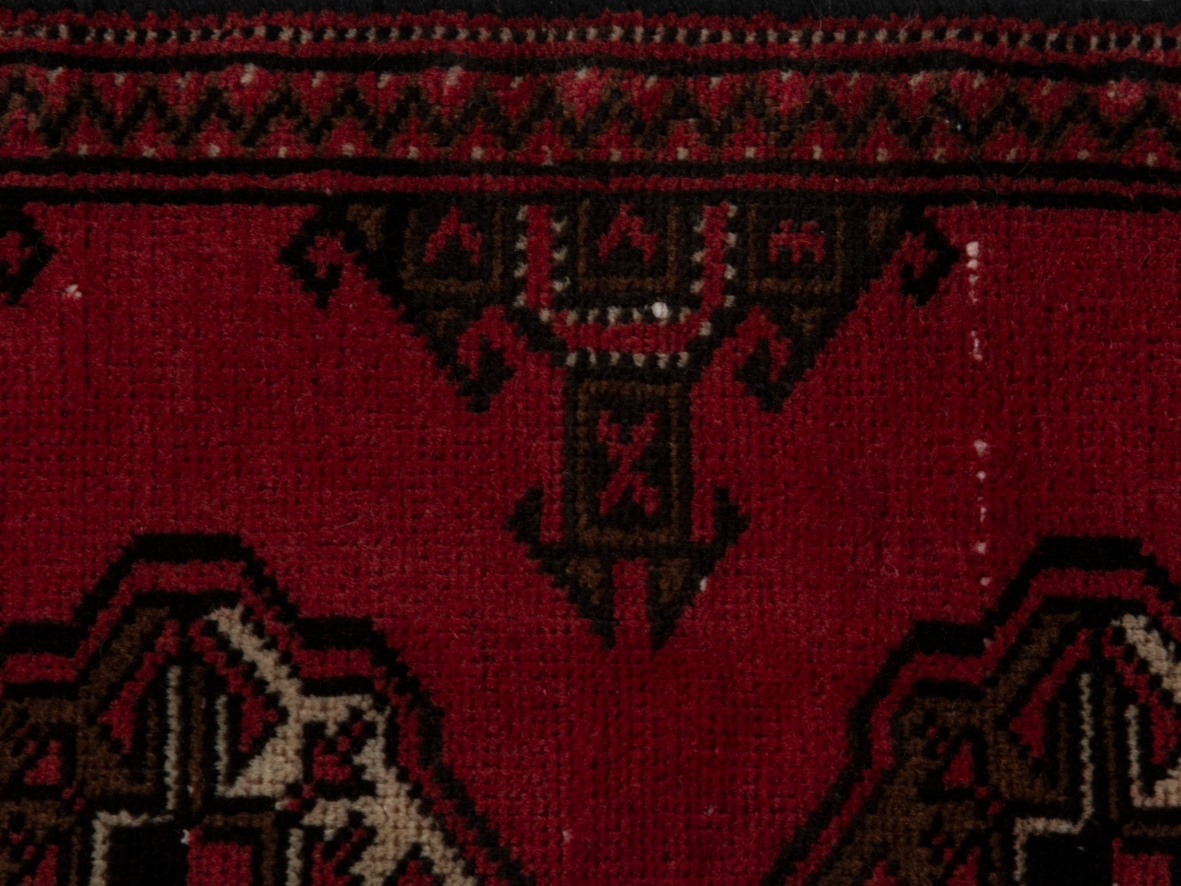 Persian Torkaman accent rug in deep red and dark brown, view 13 of 17