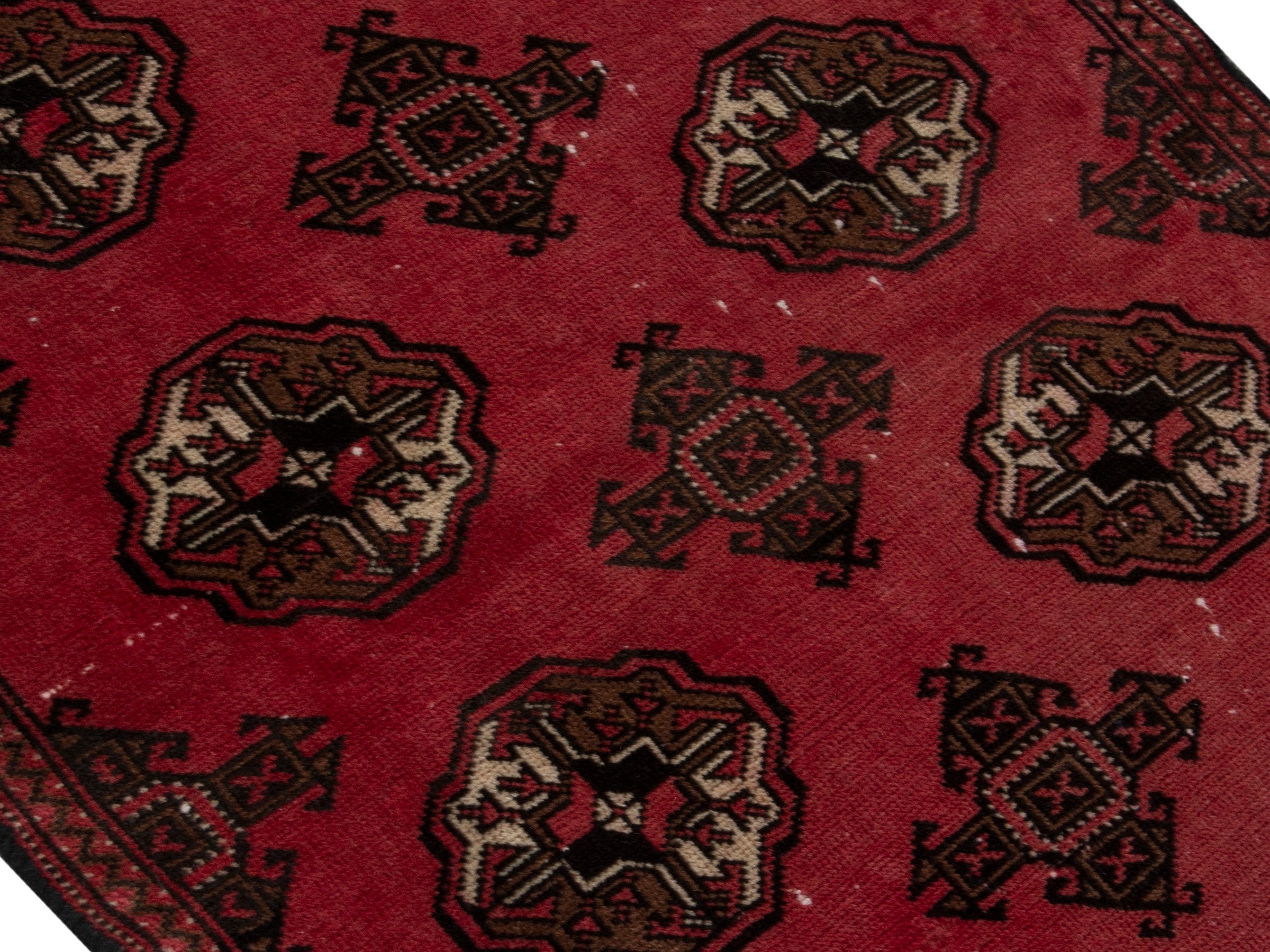 Persian Torkaman accent rug in deep red and dark brown, view 3 of 17