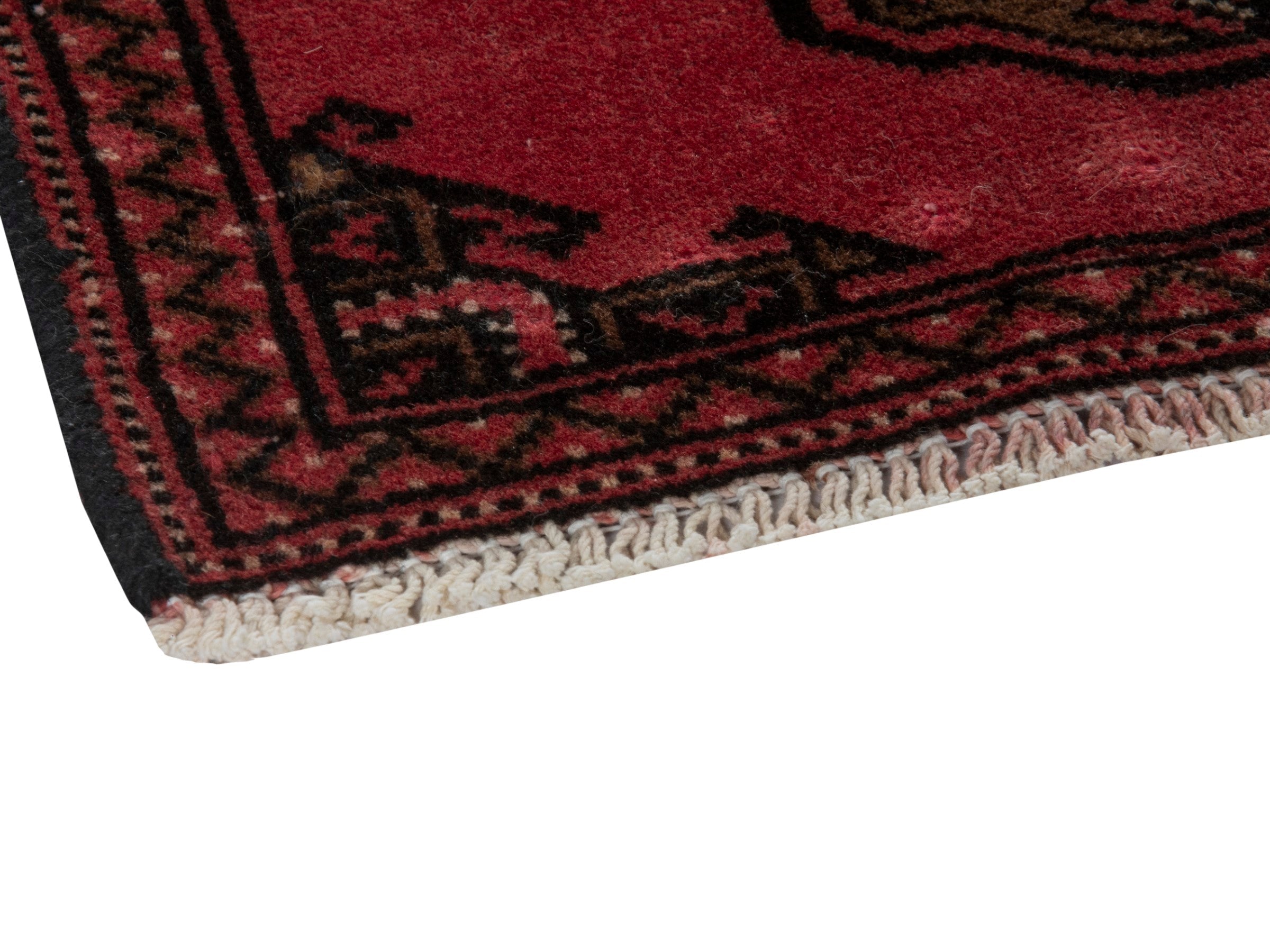 Persian Torkaman accent rug in deep red and dark brown, view 5 of 17