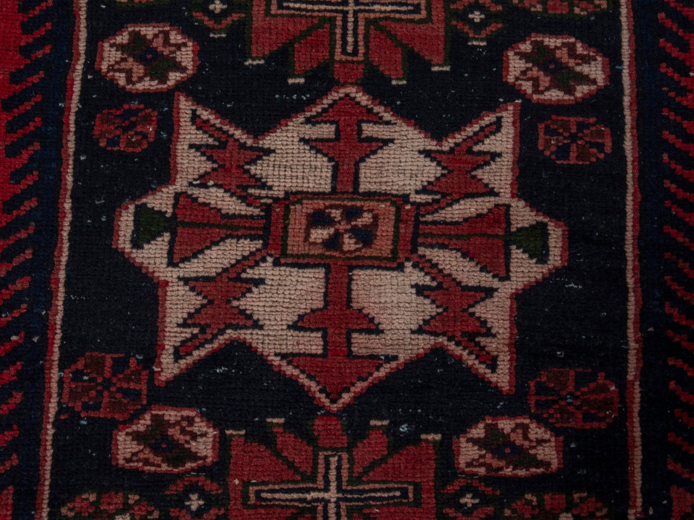 Persian Saveh accent rug in deep red and dark brown, view 11 of 20