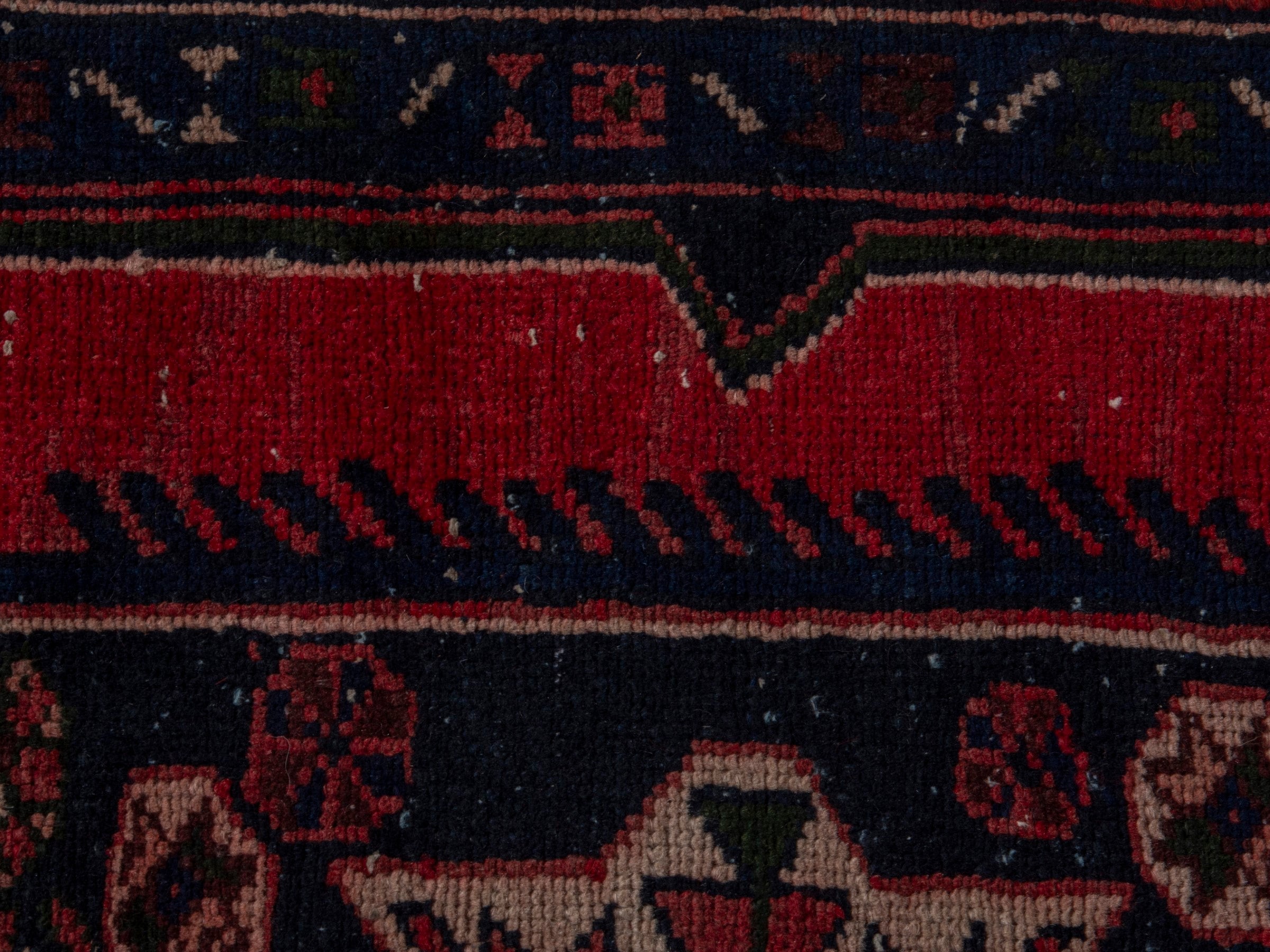 Persian Saveh accent rug in deep red and dark brown, view 13 of 20
