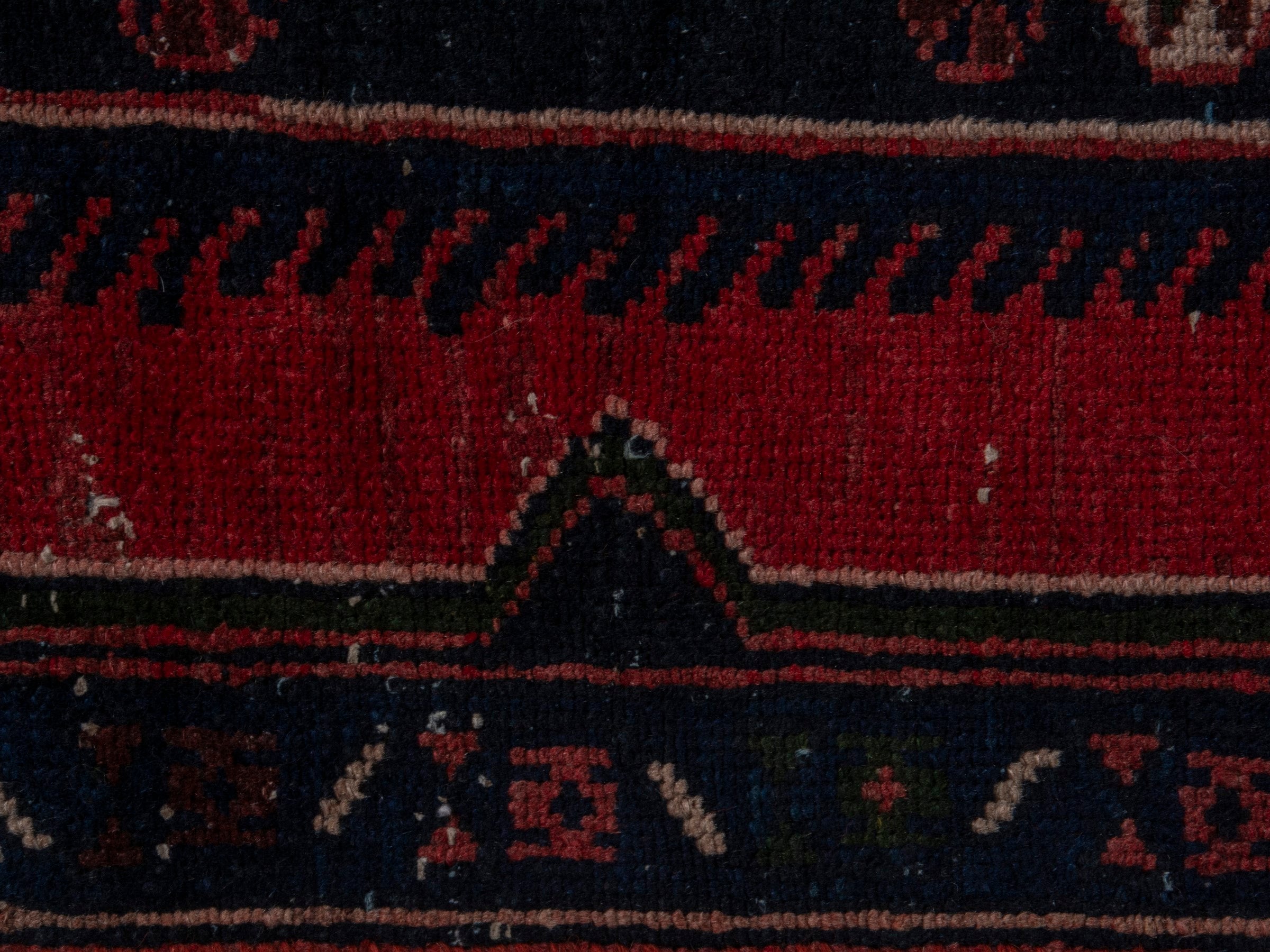 Persian Saveh accent rug in deep red and dark brown, view 14 of 20