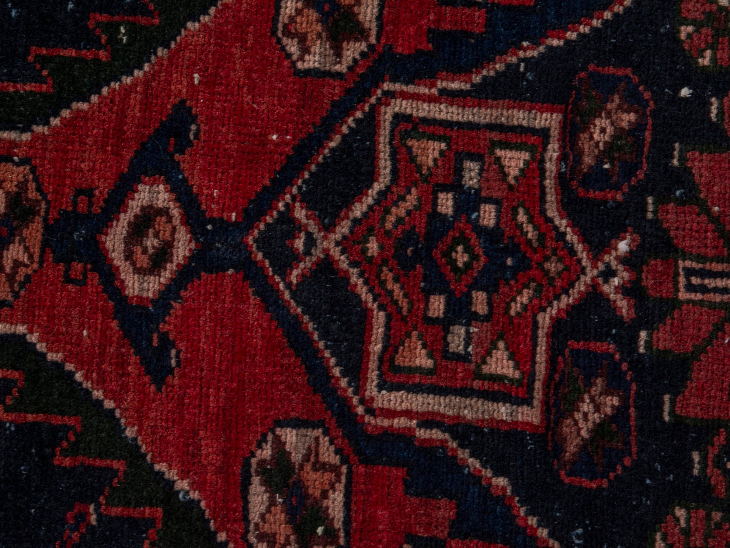 Persian Saveh accent rug in deep red and dark brown, view 15 of 20