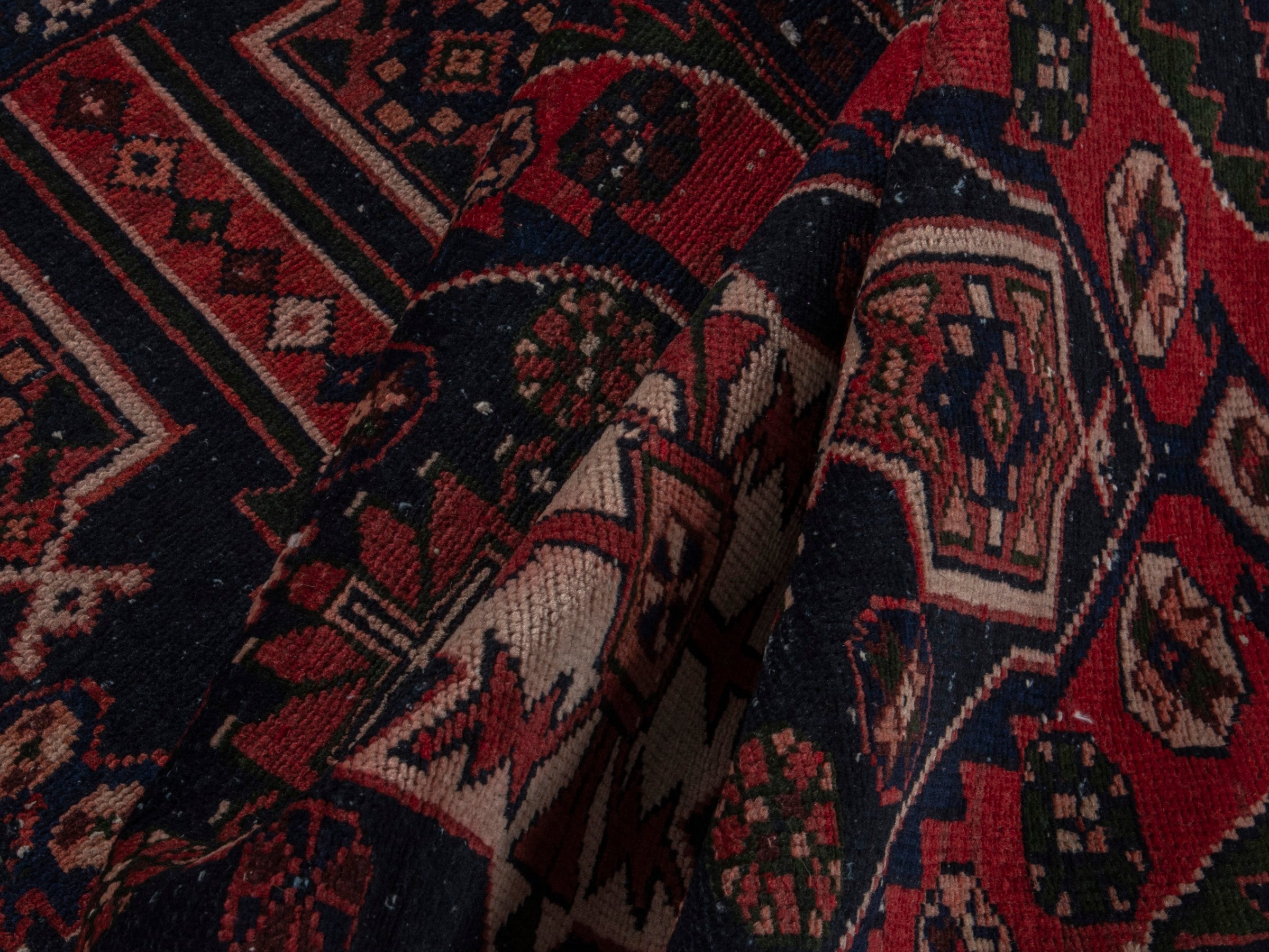 Persian Saveh accent rug in deep red and dark brown, view 16 of 20