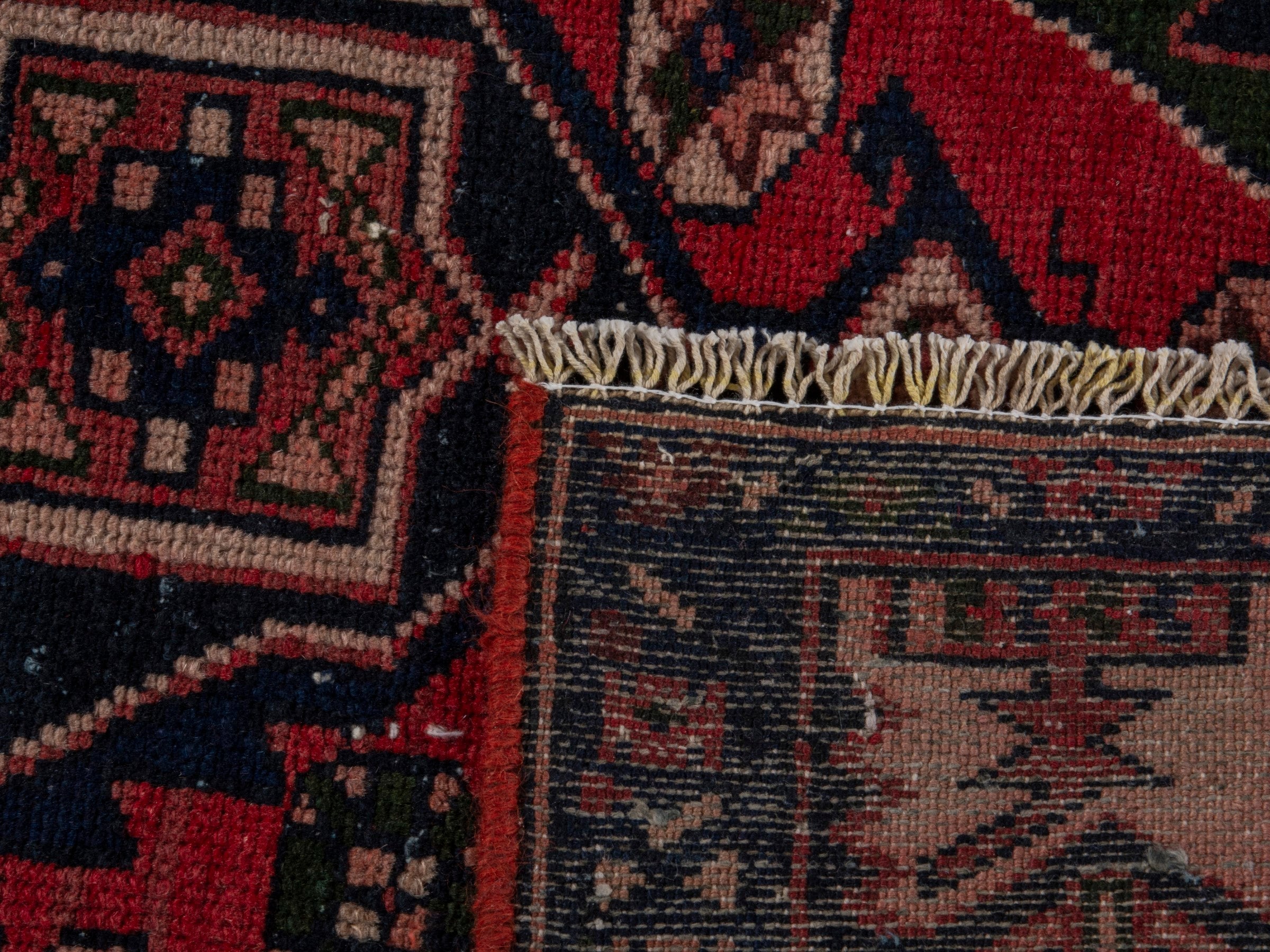 Persian Saveh accent rug in deep red and dark brown, view 20 of 20