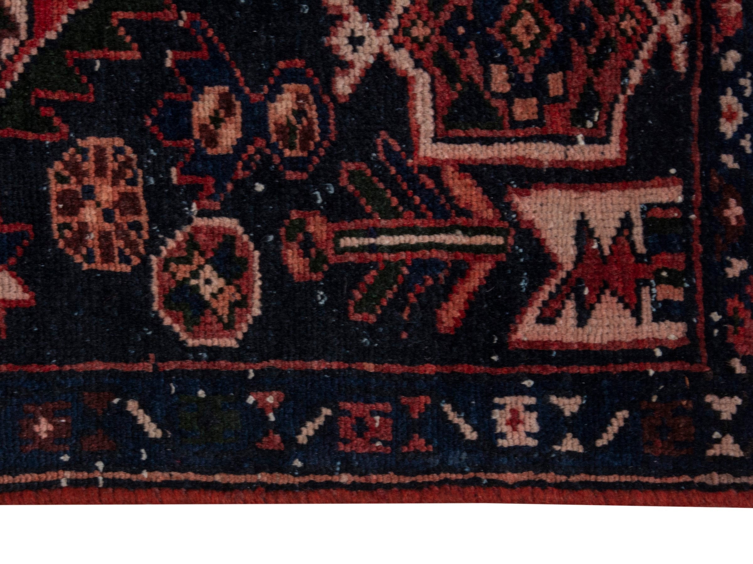Persian Saveh accent rug in deep red and dark brown, view 4 of 20