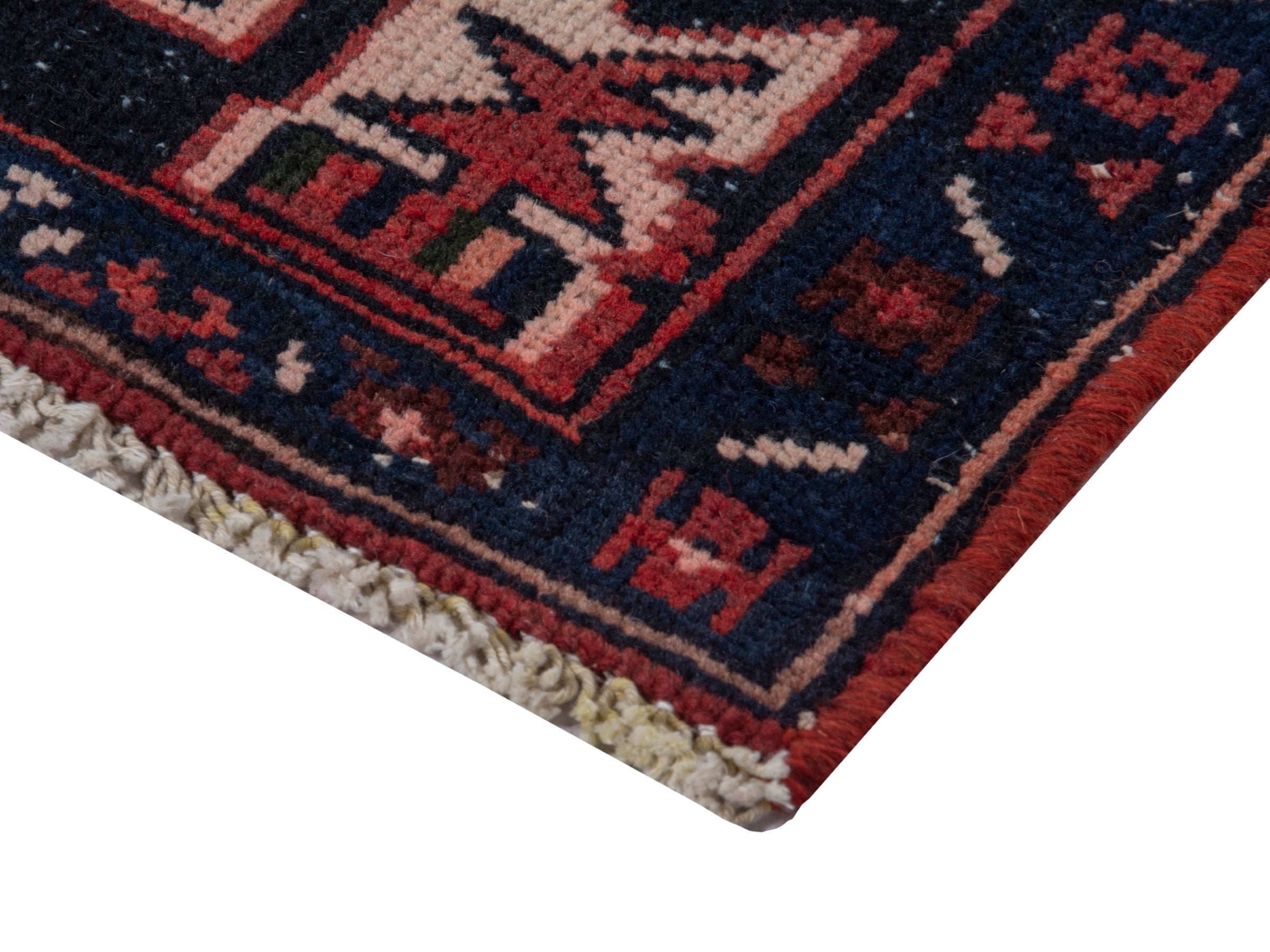Persian Saveh accent rug in deep red and dark brown, view 5 of 20