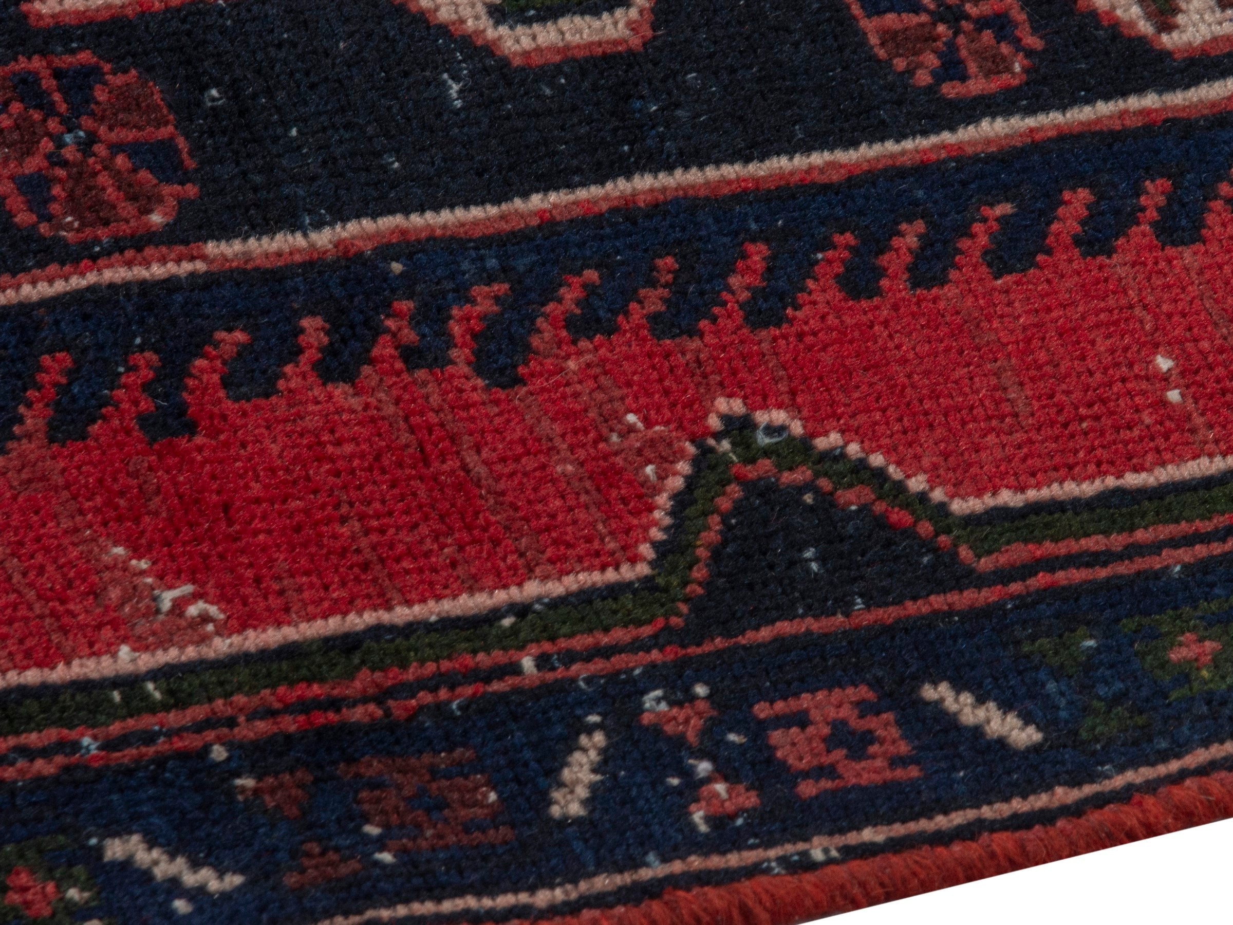 Persian Saveh accent rug in deep red and dark brown, view 7 of 20