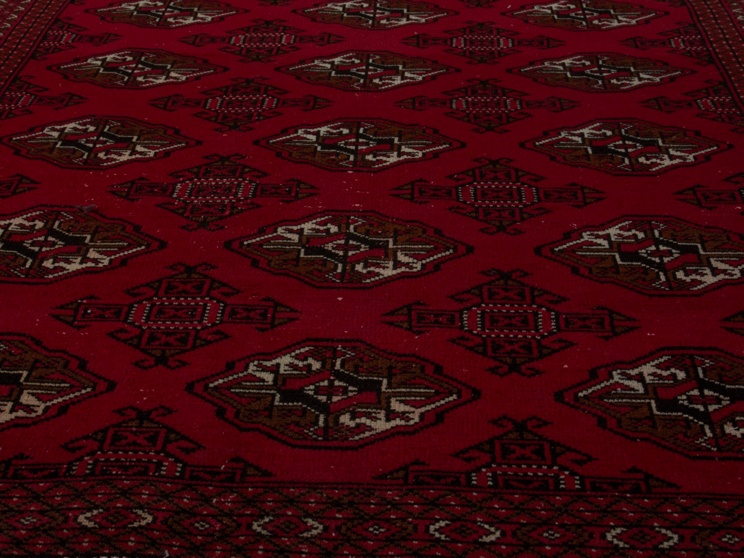 Persian Torkaman accent rug in burgundy and deep red, view 10 of 18
